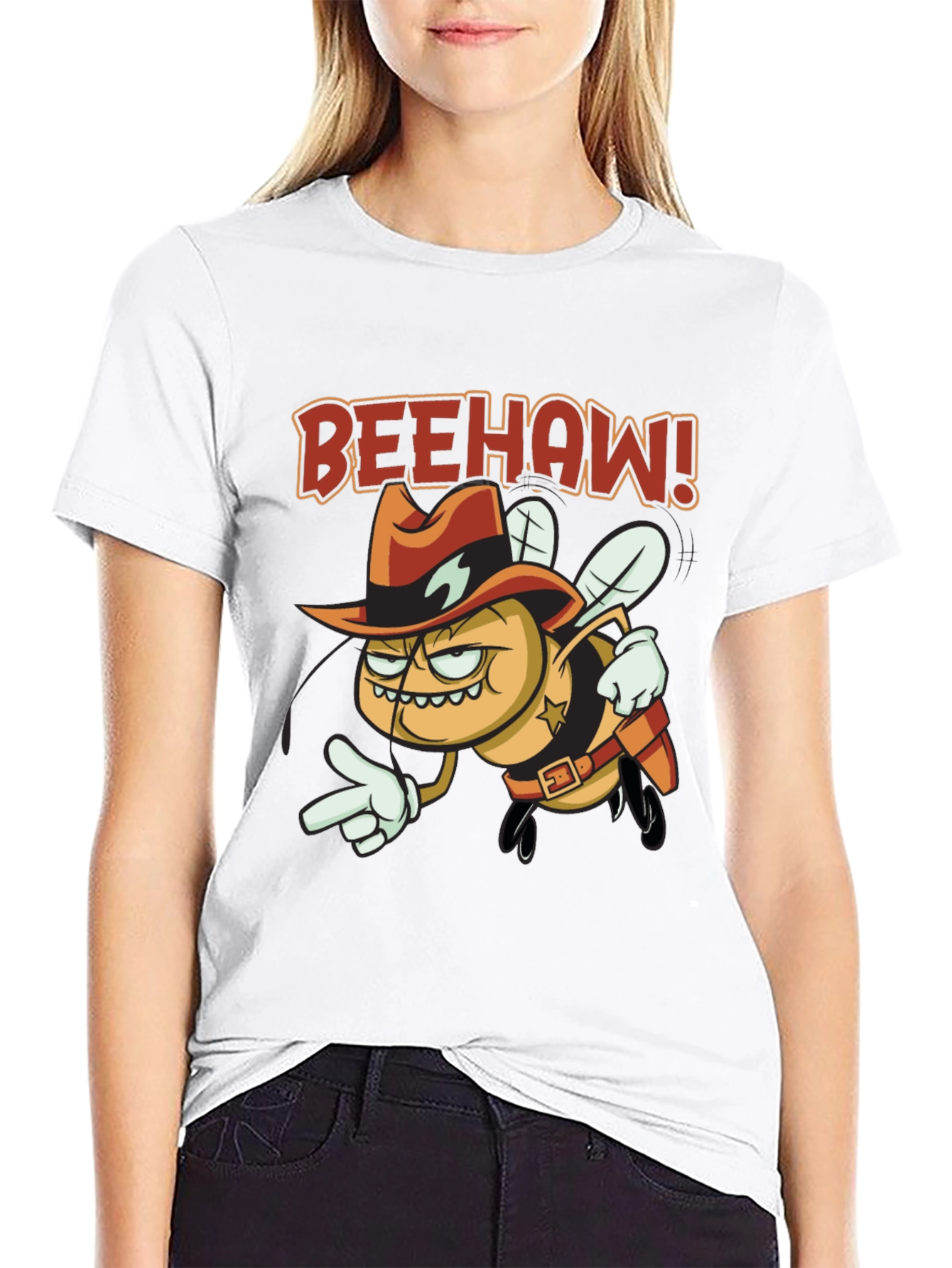 Beehaw Sheriff T-Shirt - Cartoon Bee Design