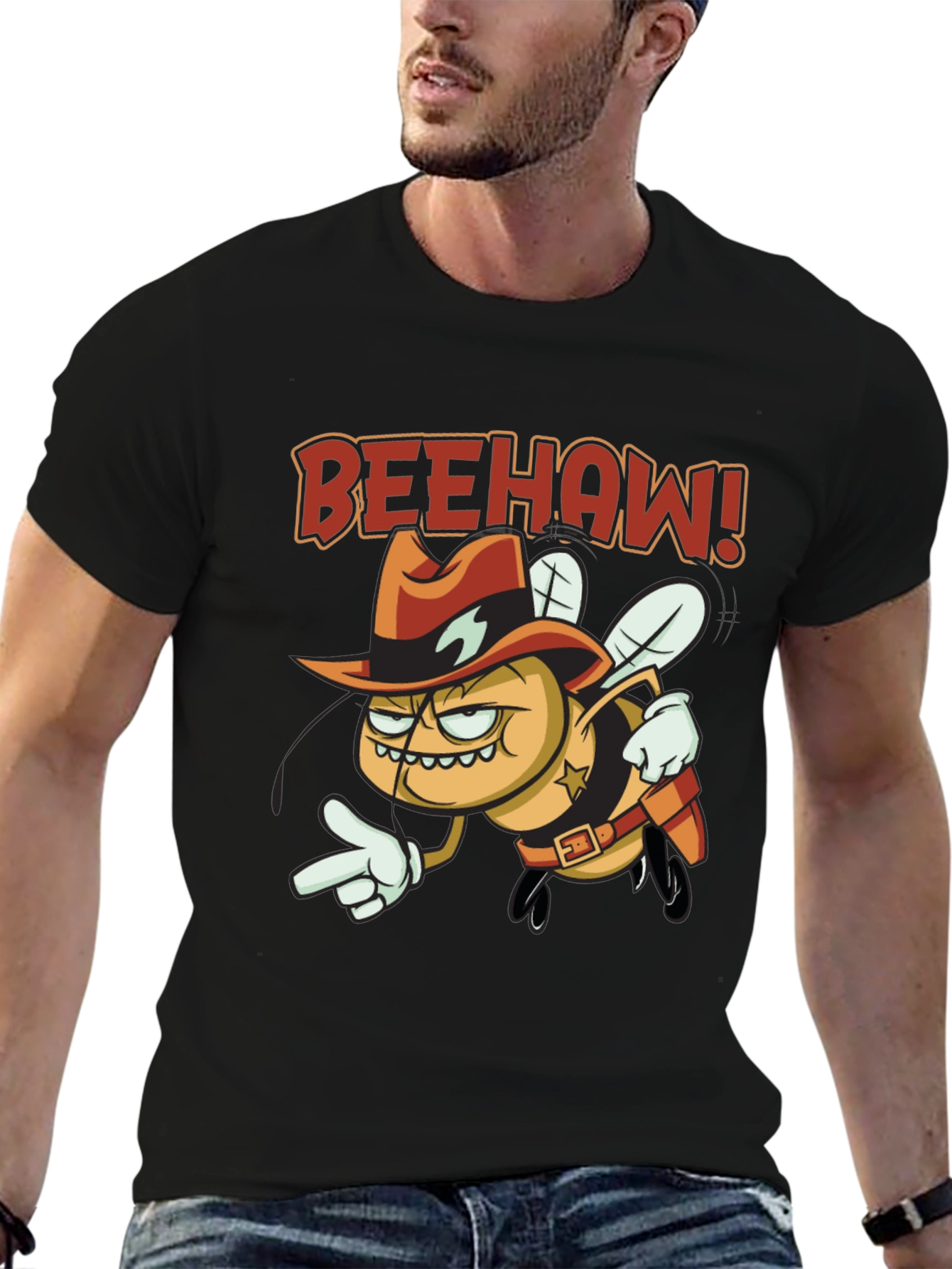Beehaw Sheriff T-Shirt - Cartoon Bee Design