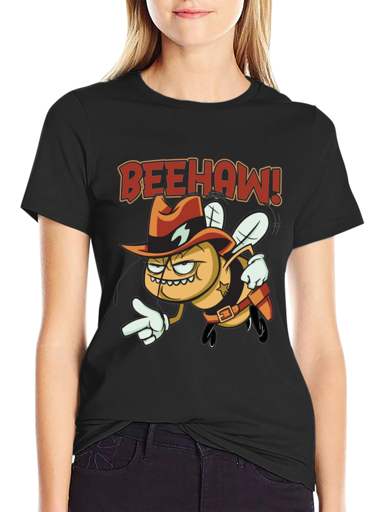 Beehaw Sheriff T-Shirt - Cartoon Bee Design