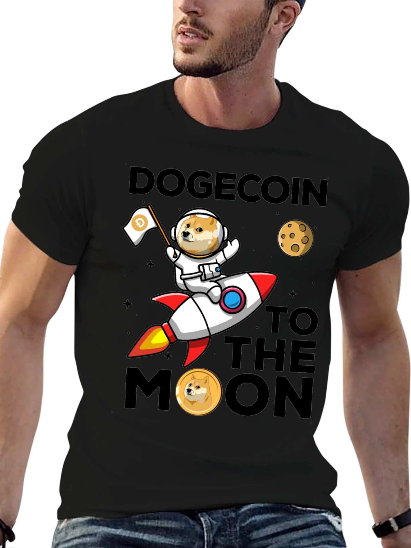 Dogecoin to the Moon Graphic T-Shirt