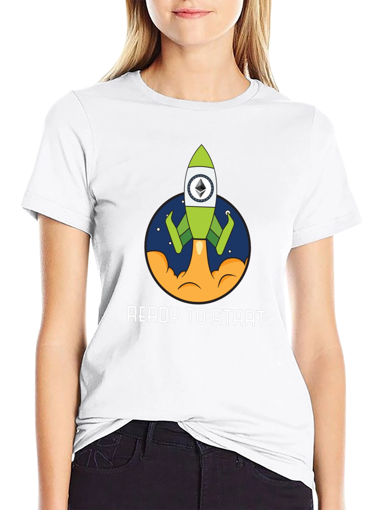 Ethereum Rocket Black T-Shirt - Ready to Start!