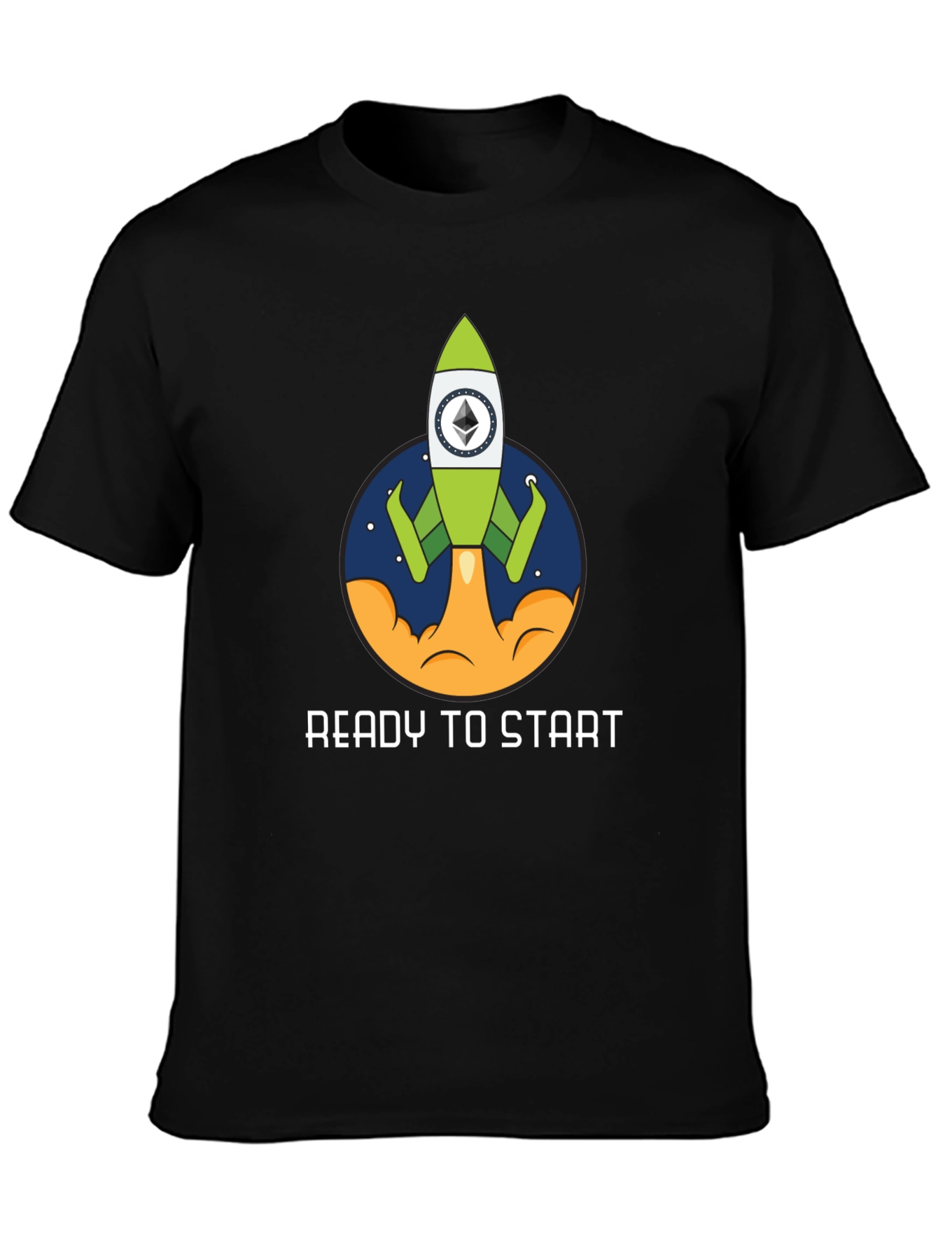 Ethereum Rocket Black T-Shirt - Ready to Start!