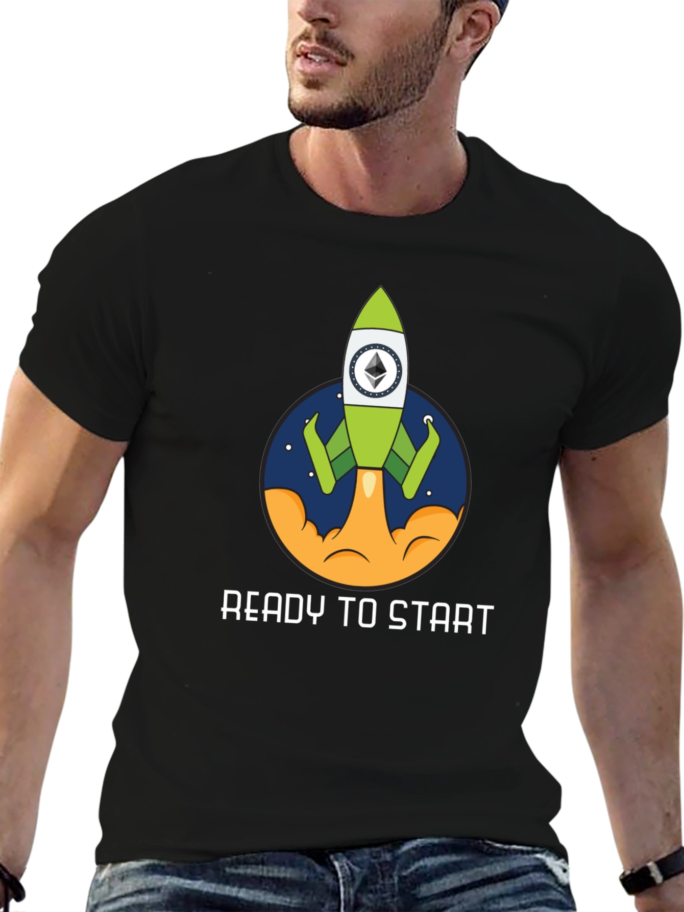 Ethereum Rocket Black T-Shirt - Ready to Start!