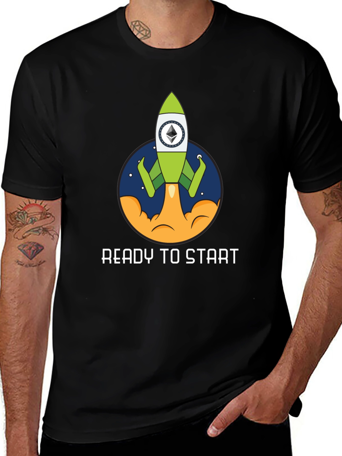 Ethereum Rocket Black T-Shirt - Ready to Start!