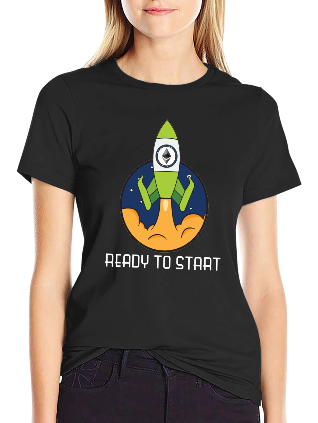 Ethereum Rocket Black T-Shirt - Ready to Start!