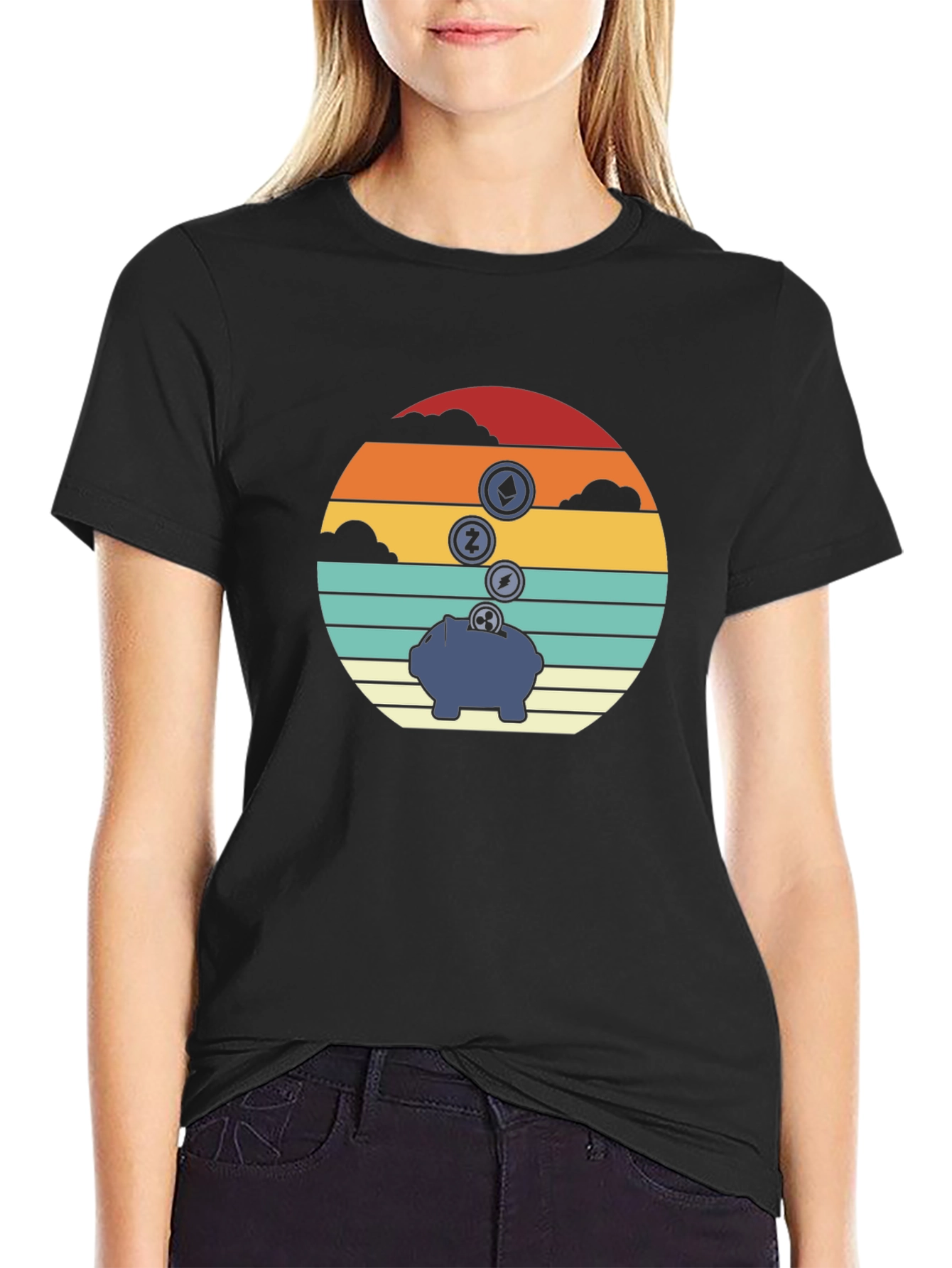 Crypto Piggy Bank Graphic Tee - Black