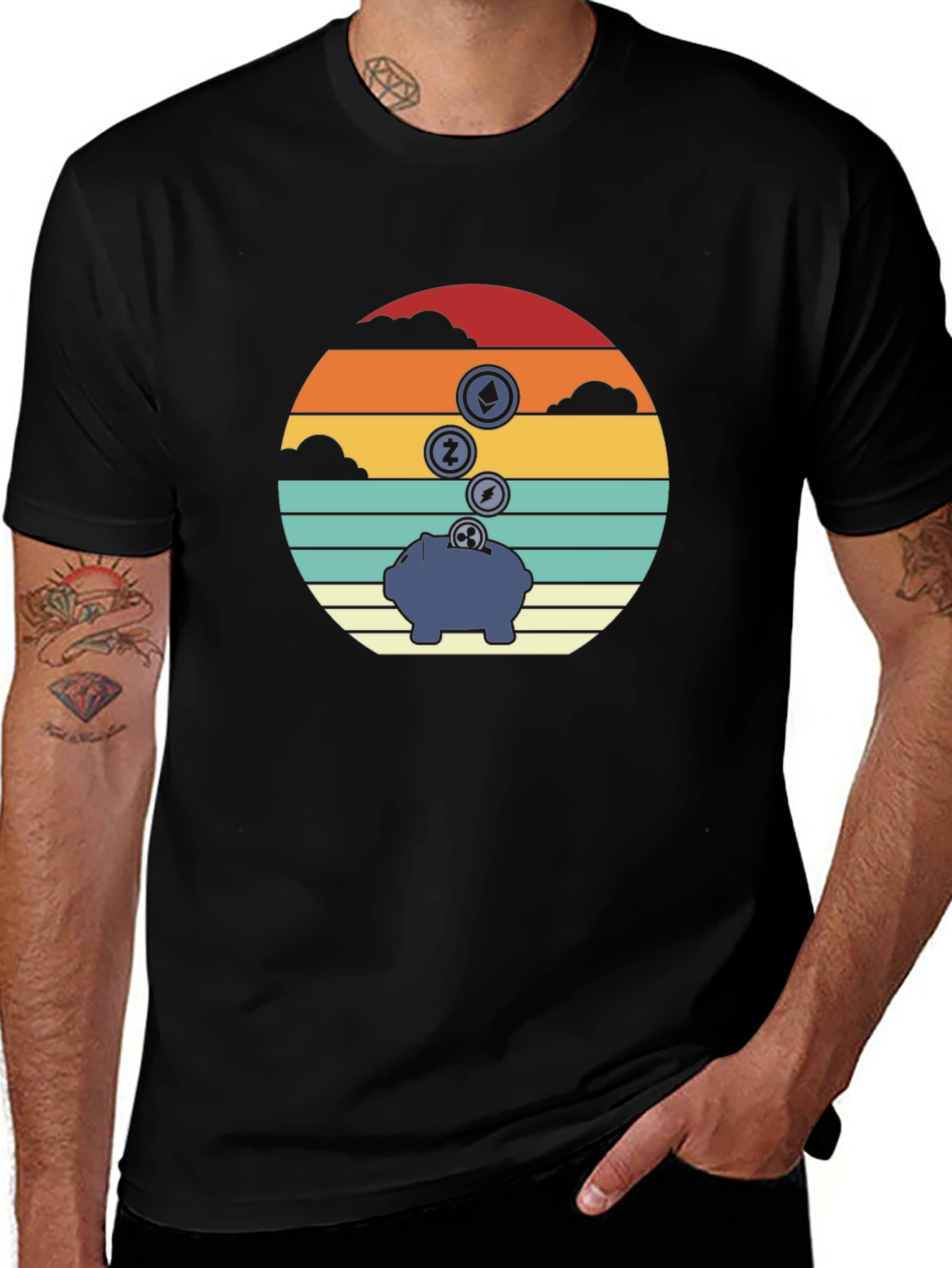 Crypto Piggy Bank Graphic Tee - Black