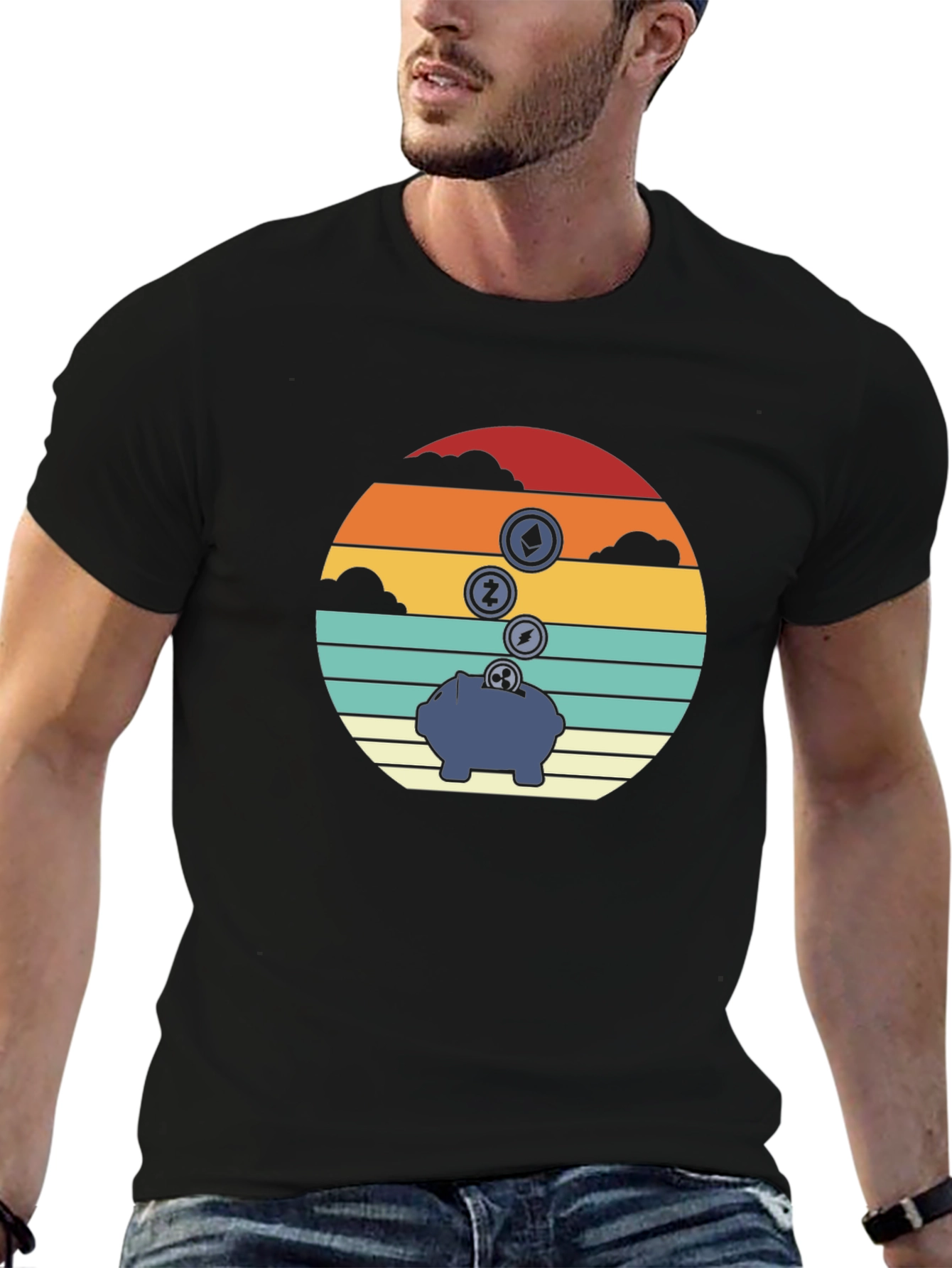 Crypto Piggy Bank Graphic Tee - Black