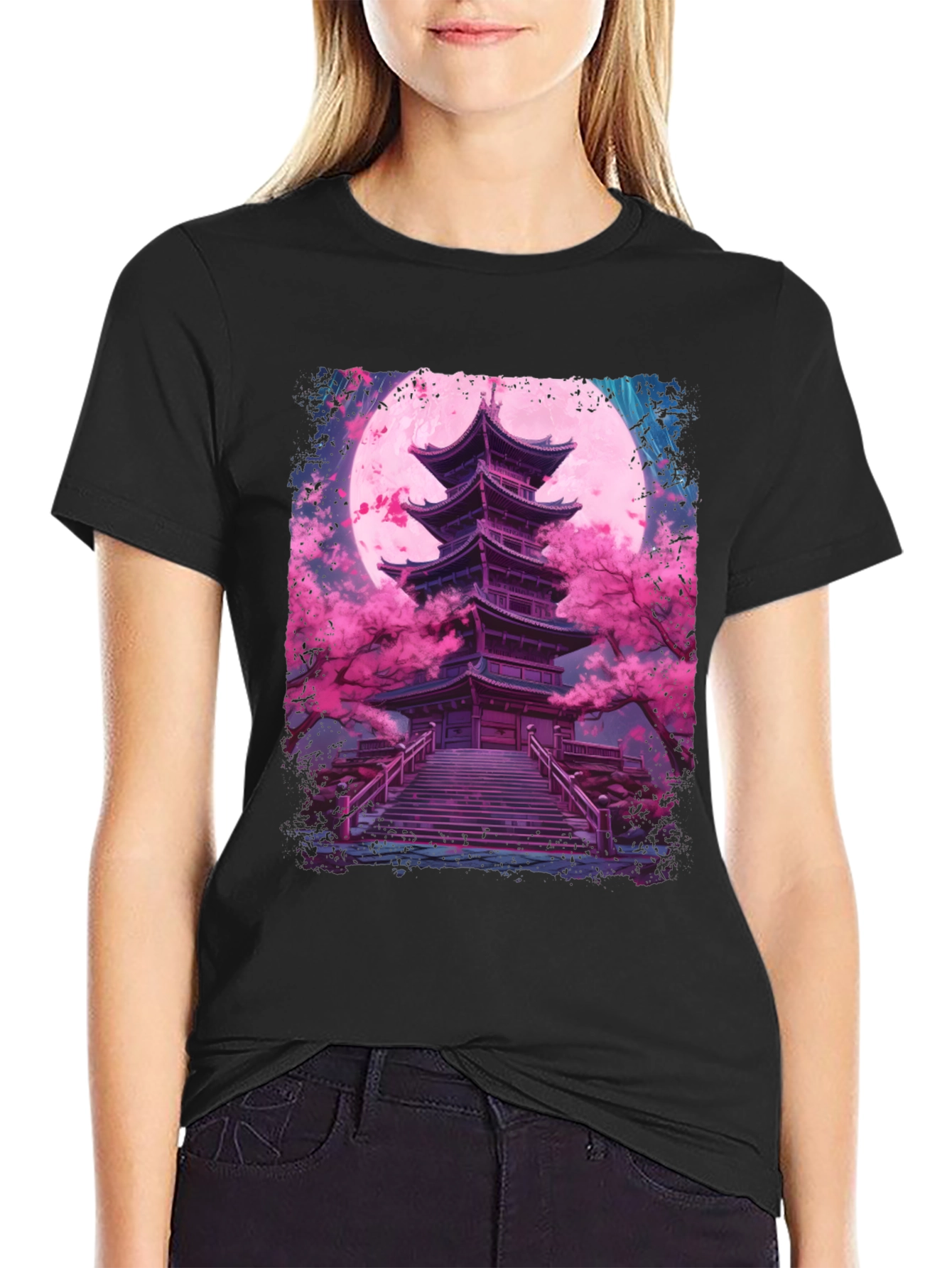 Japanese Pagoda T-Shirt - Blossom Moon Design