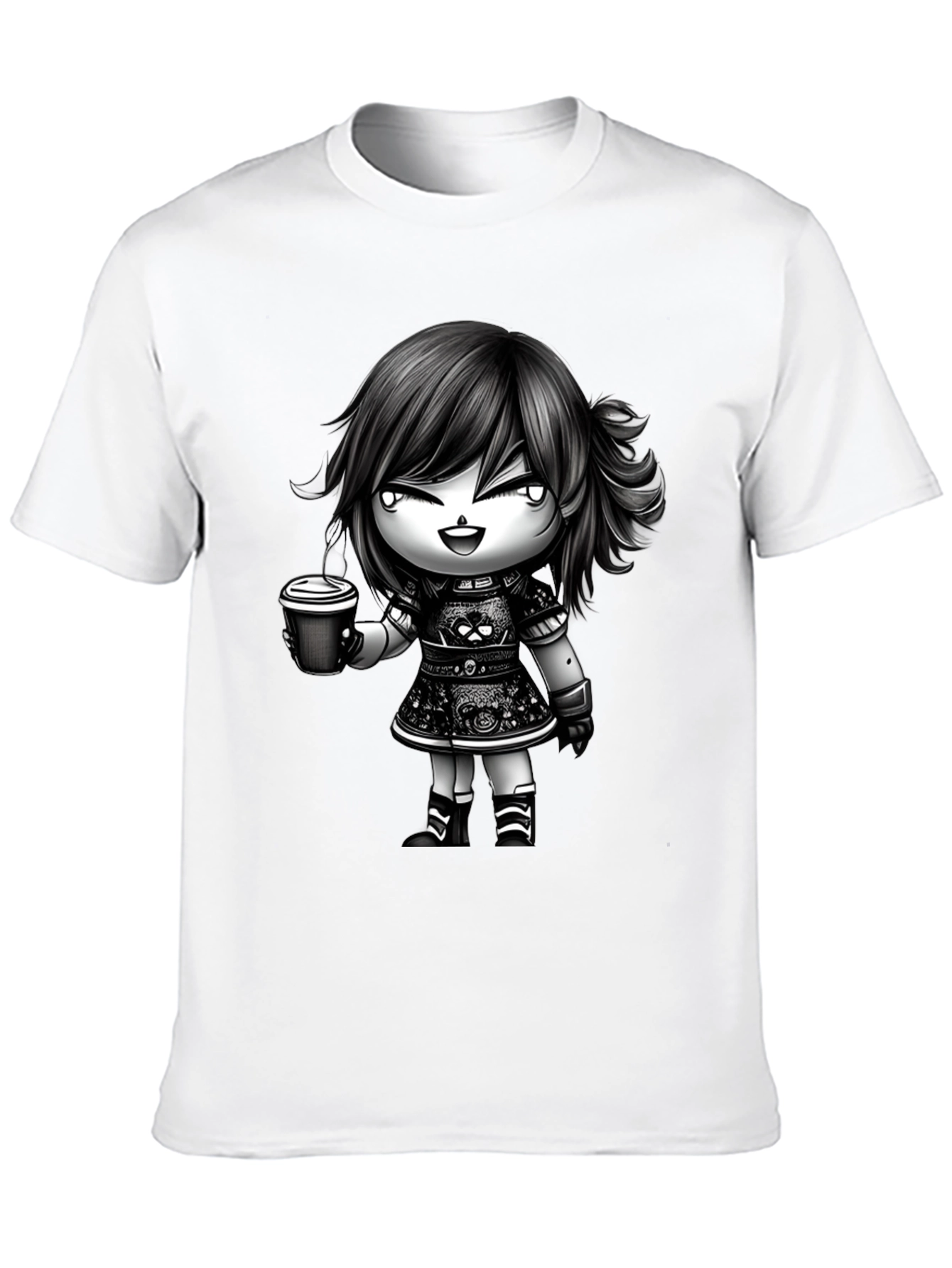 Anime Girl Coffee T-Shirt - Stylish Graphic Tee