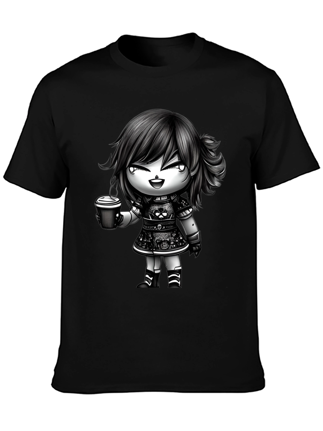 Anime Girl Coffee T-Shirt - Stylish Graphic Tee