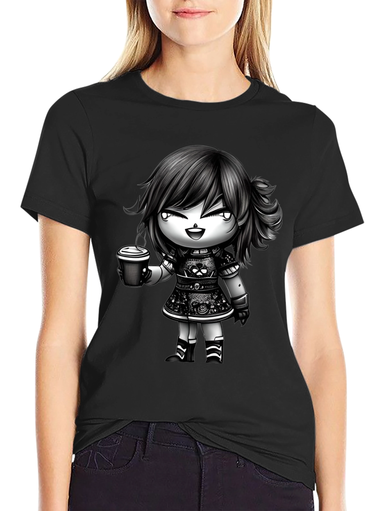 Anime Girl Coffee T-Shirt - Stylish Graphic Tee