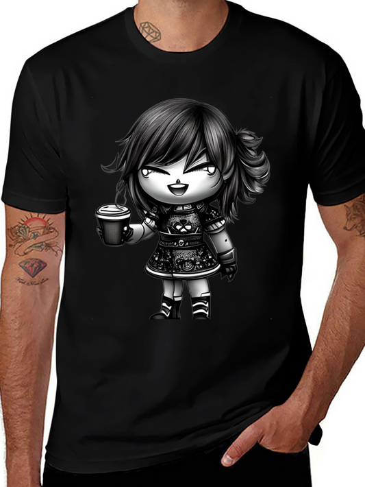 Anime Girl Coffee T-Shirt - Stylish Graphic Tee