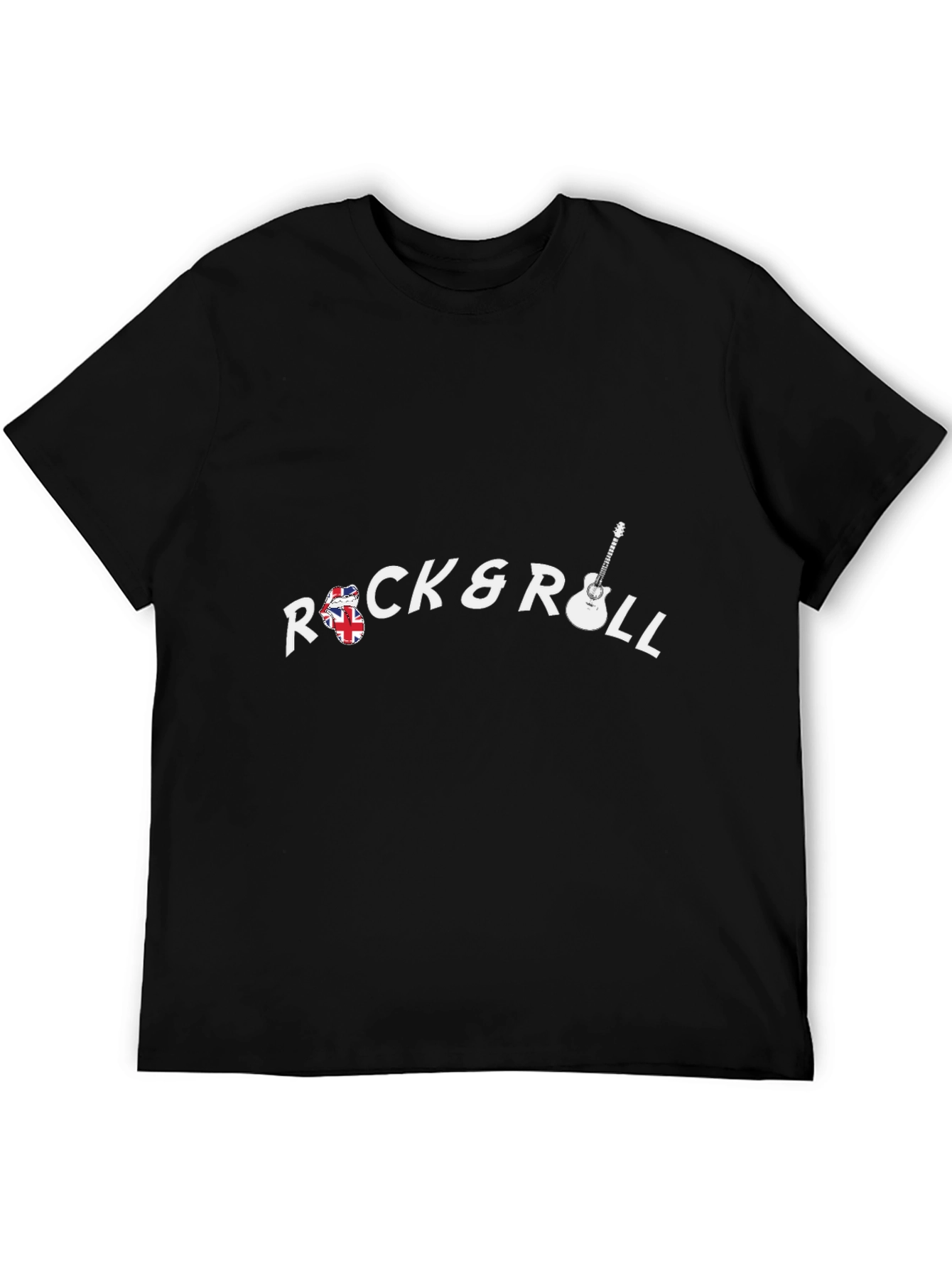 Rock & Roll Black T-Shirt with Guitar Design
