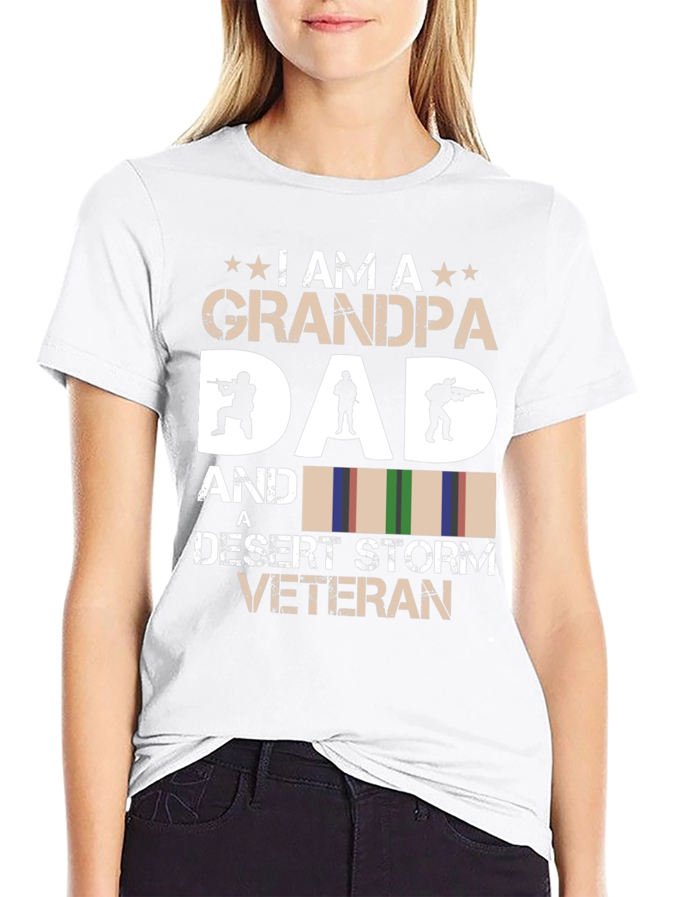 Grandpa Dad Desert Storm Veteran Black Graphic T-Shirt