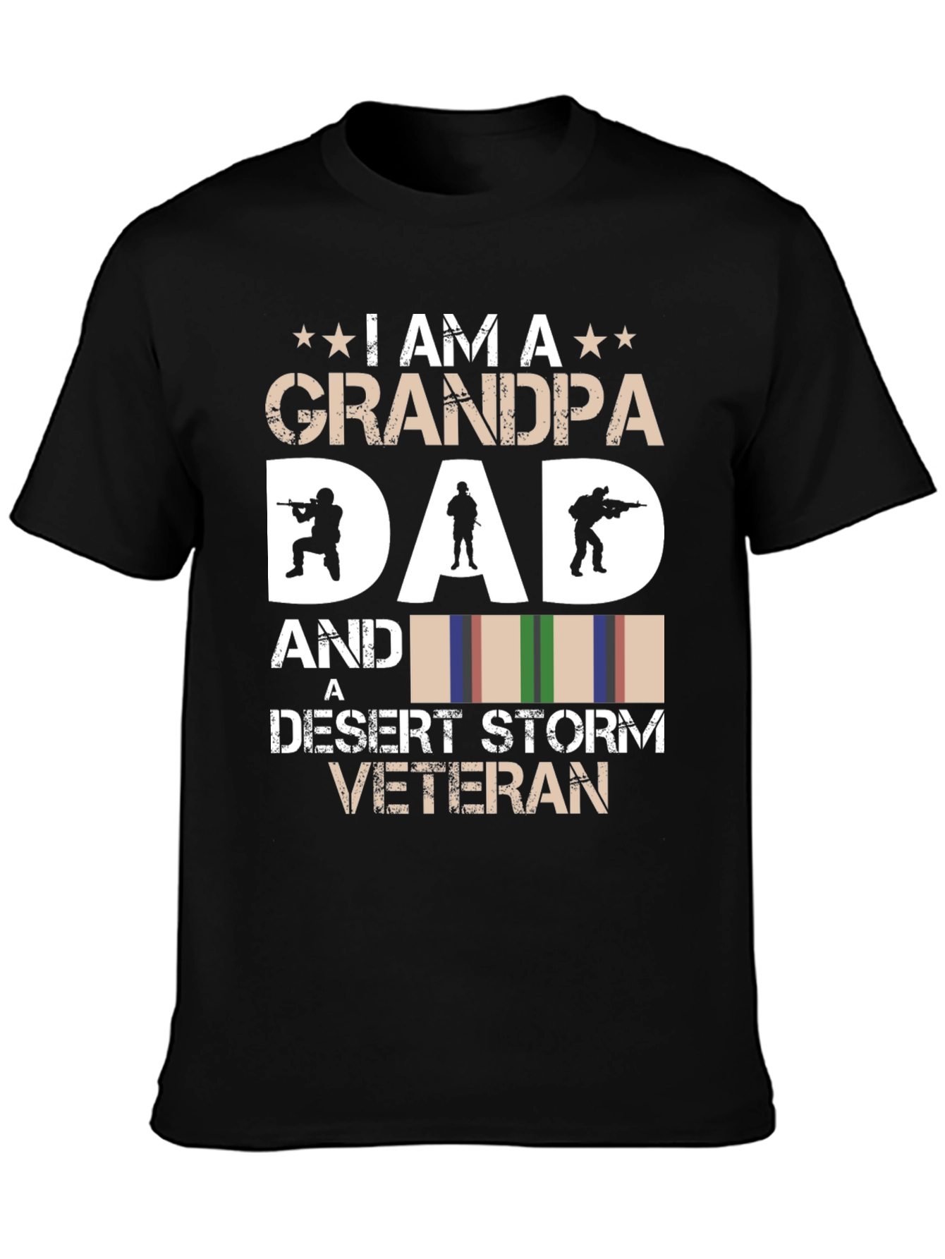 Grandpa Dad Desert Storm Veteran Black Graphic T-Shirt