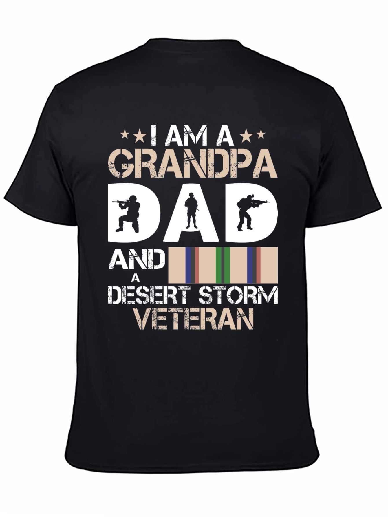Grandpa Dad Desert Storm Veteran Black Graphic T-Shirt