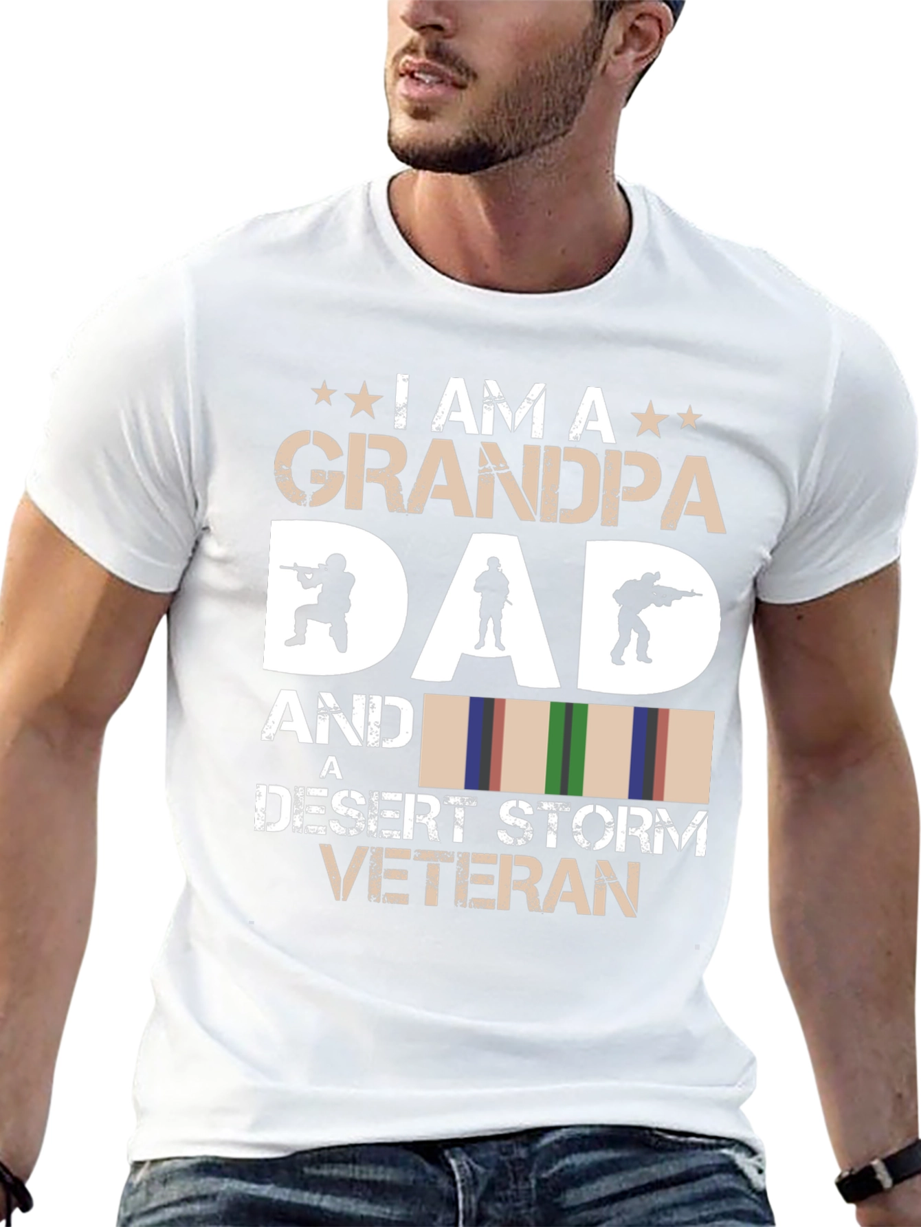 Grandpa Dad Desert Storm Veteran Black Graphic T-Shirt