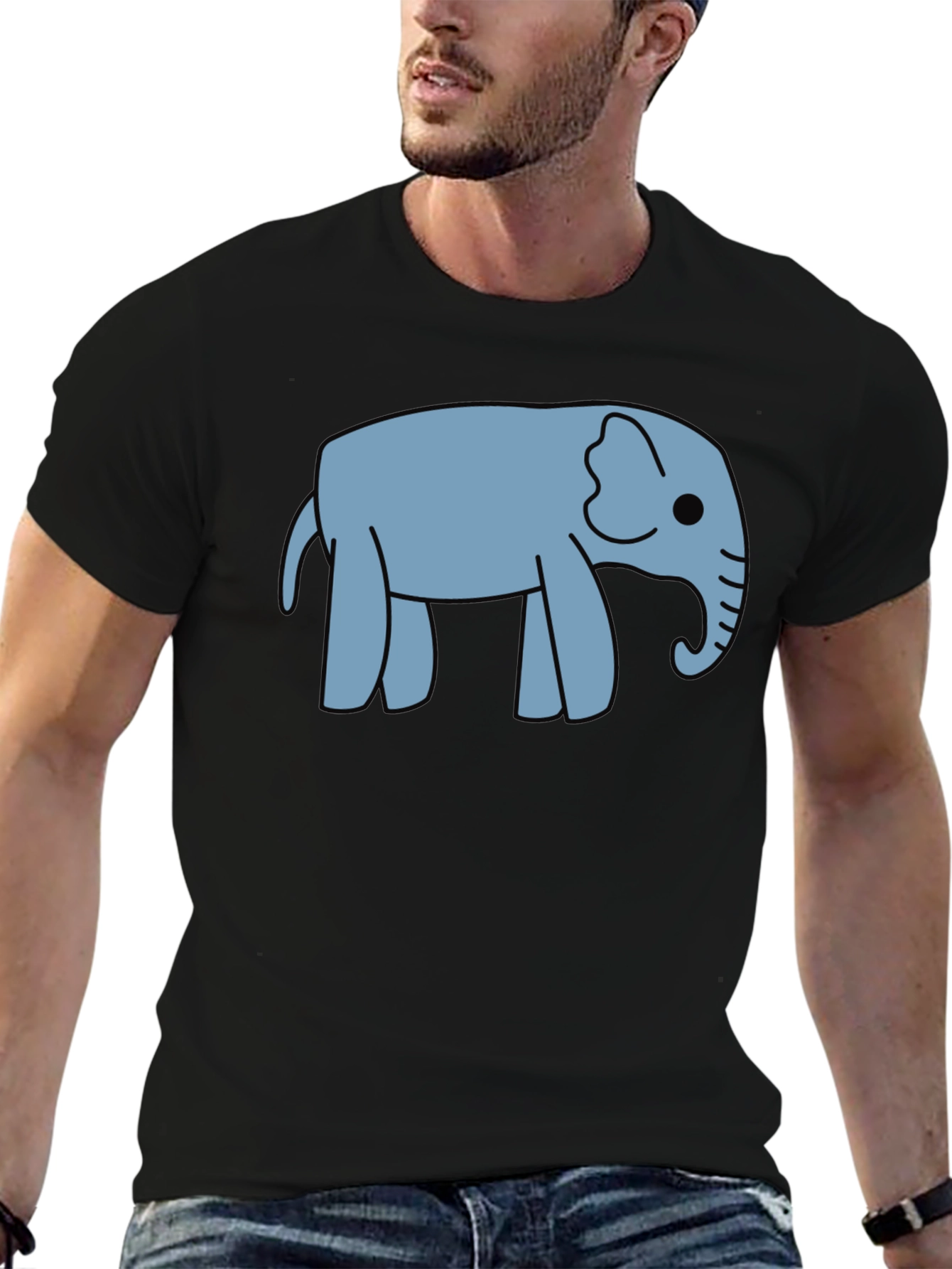 Cute Elephant Graphic Black T-Shirt