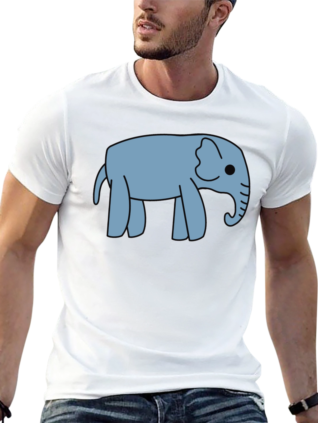 Cute Elephant Graphic Black T-Shirt