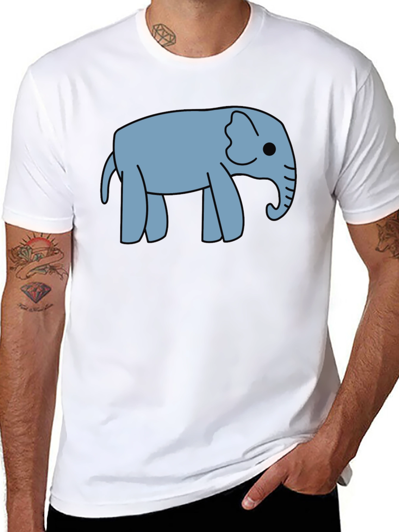 Cute Elephant Graphic Black T-Shirt