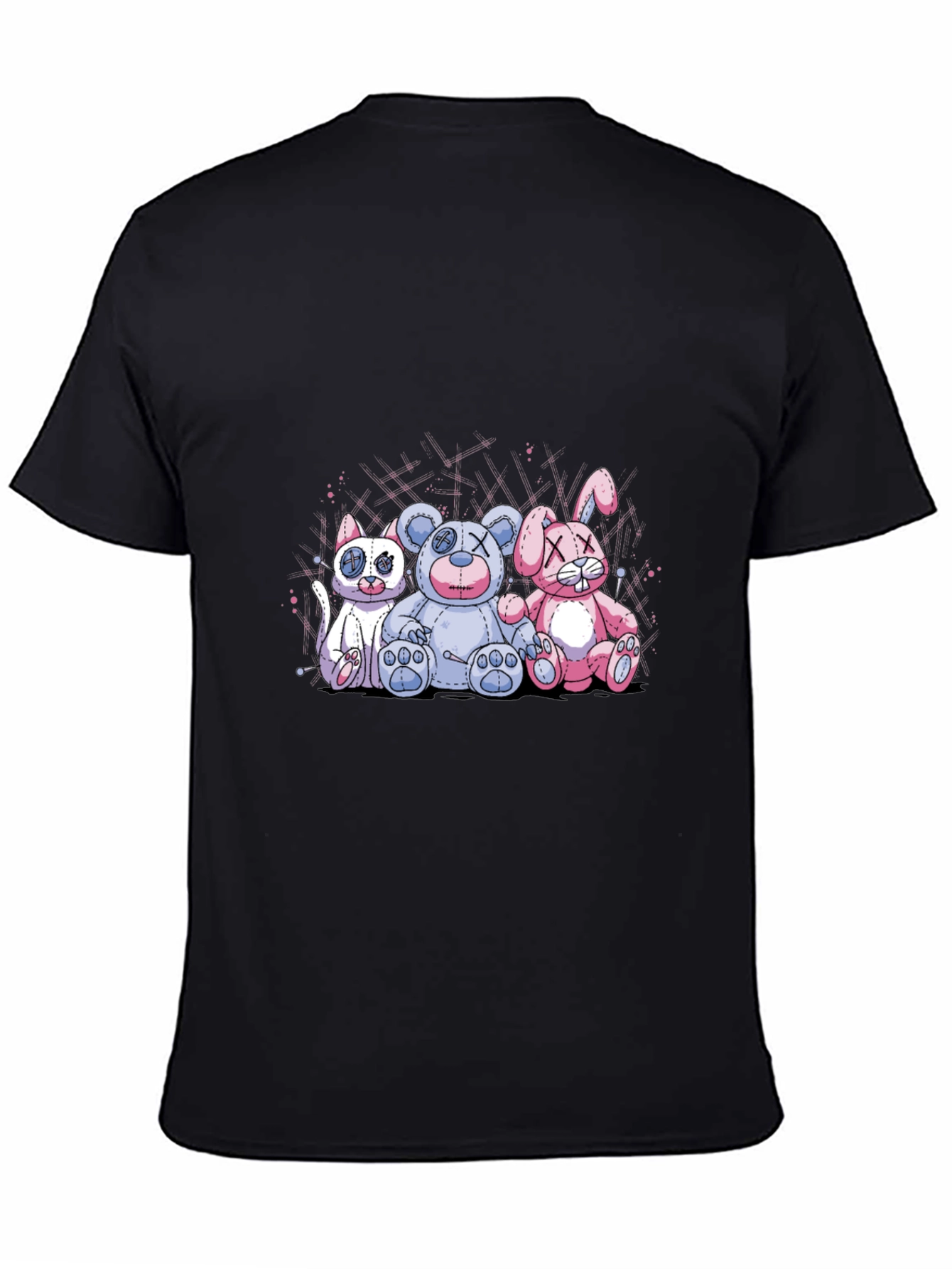 Creepy Cute Plushie Trio Black T-Shirt