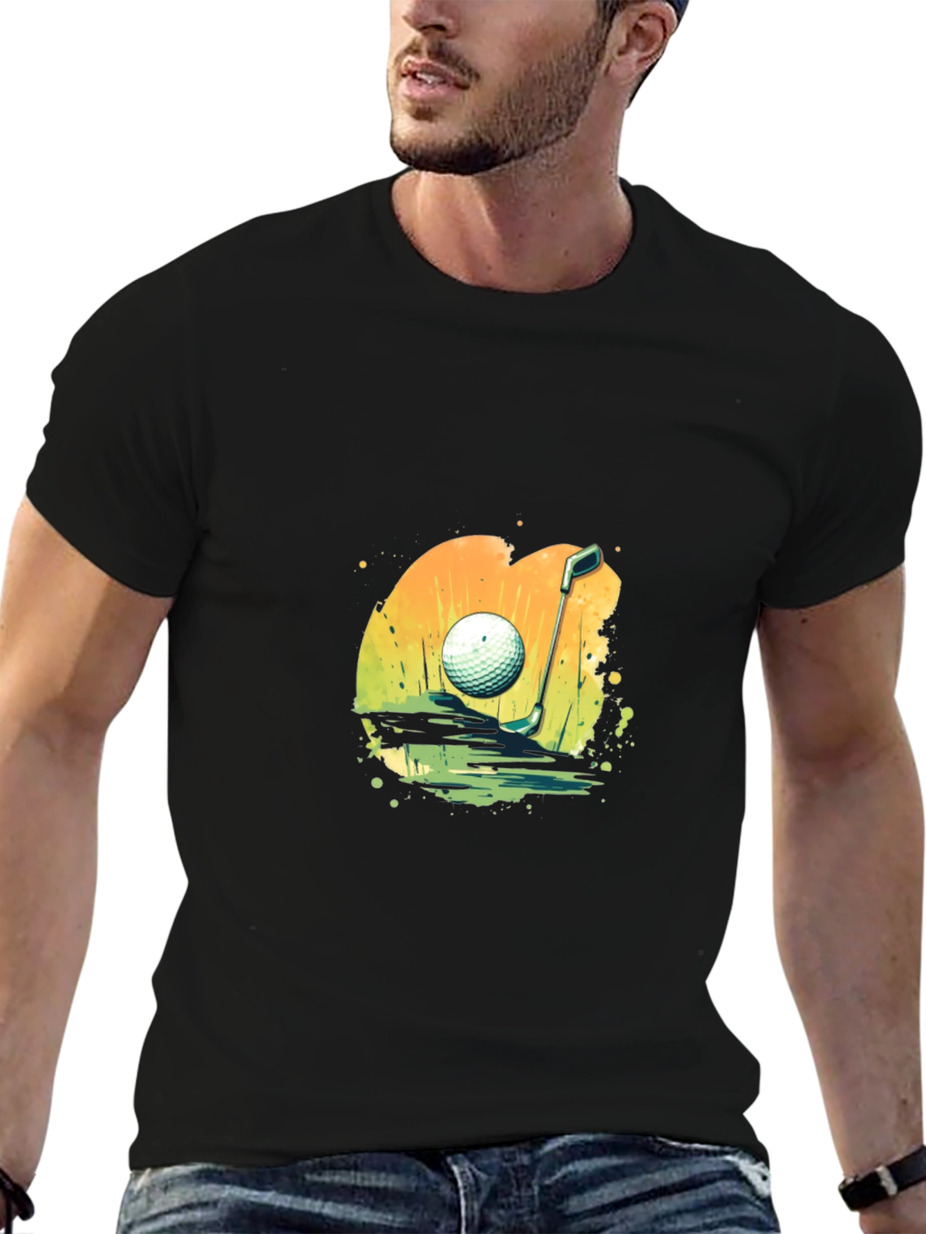 Golf Ball Graphic Tee - Sporty Black T-Shirt