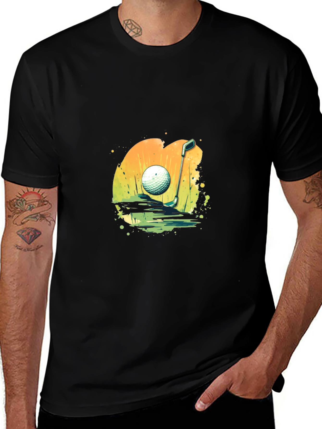 Golf Ball Graphic Tee - Sporty Black T-Shirt