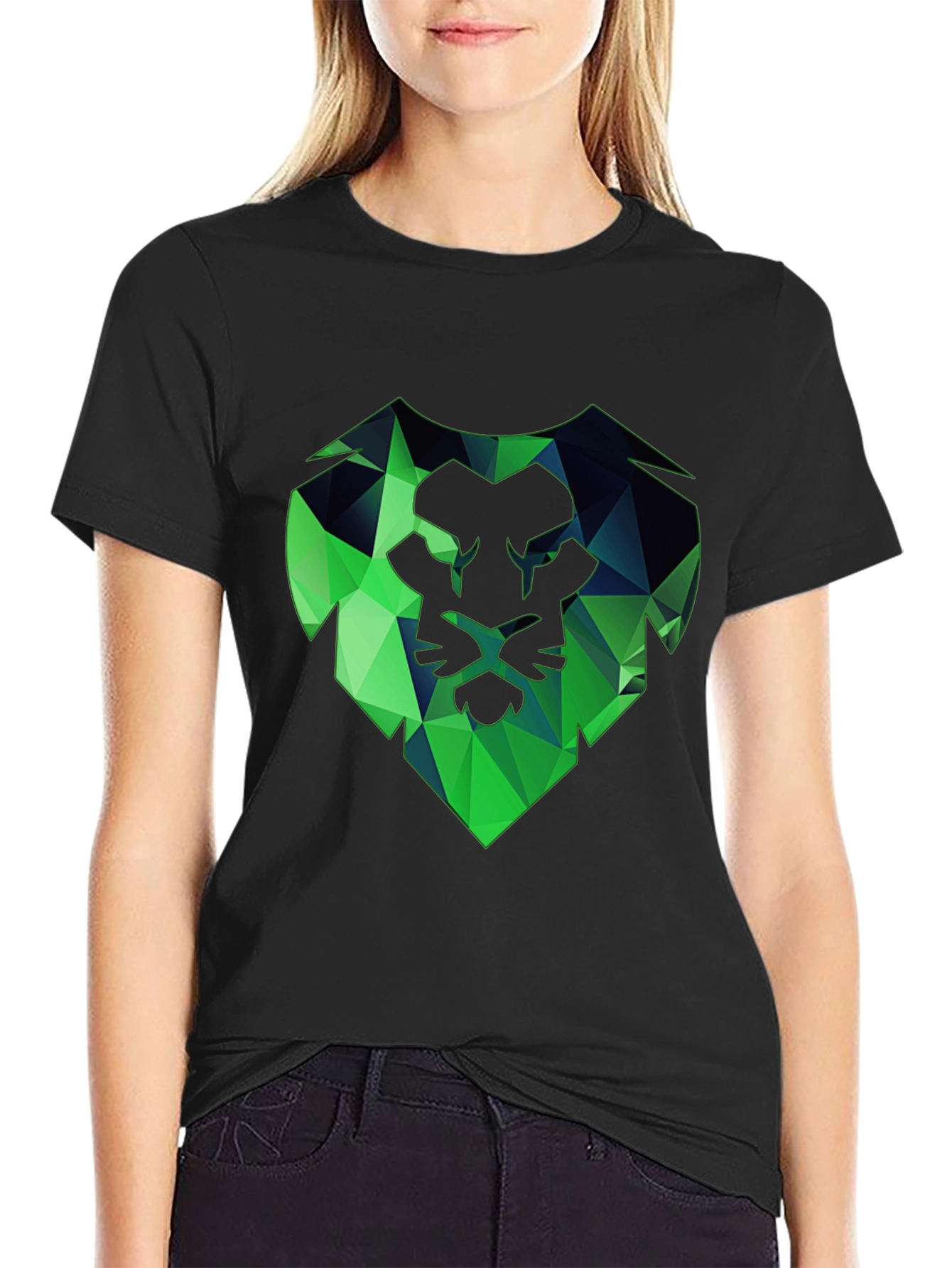 Geometric Lion Head Tee - Modern Graphic Print