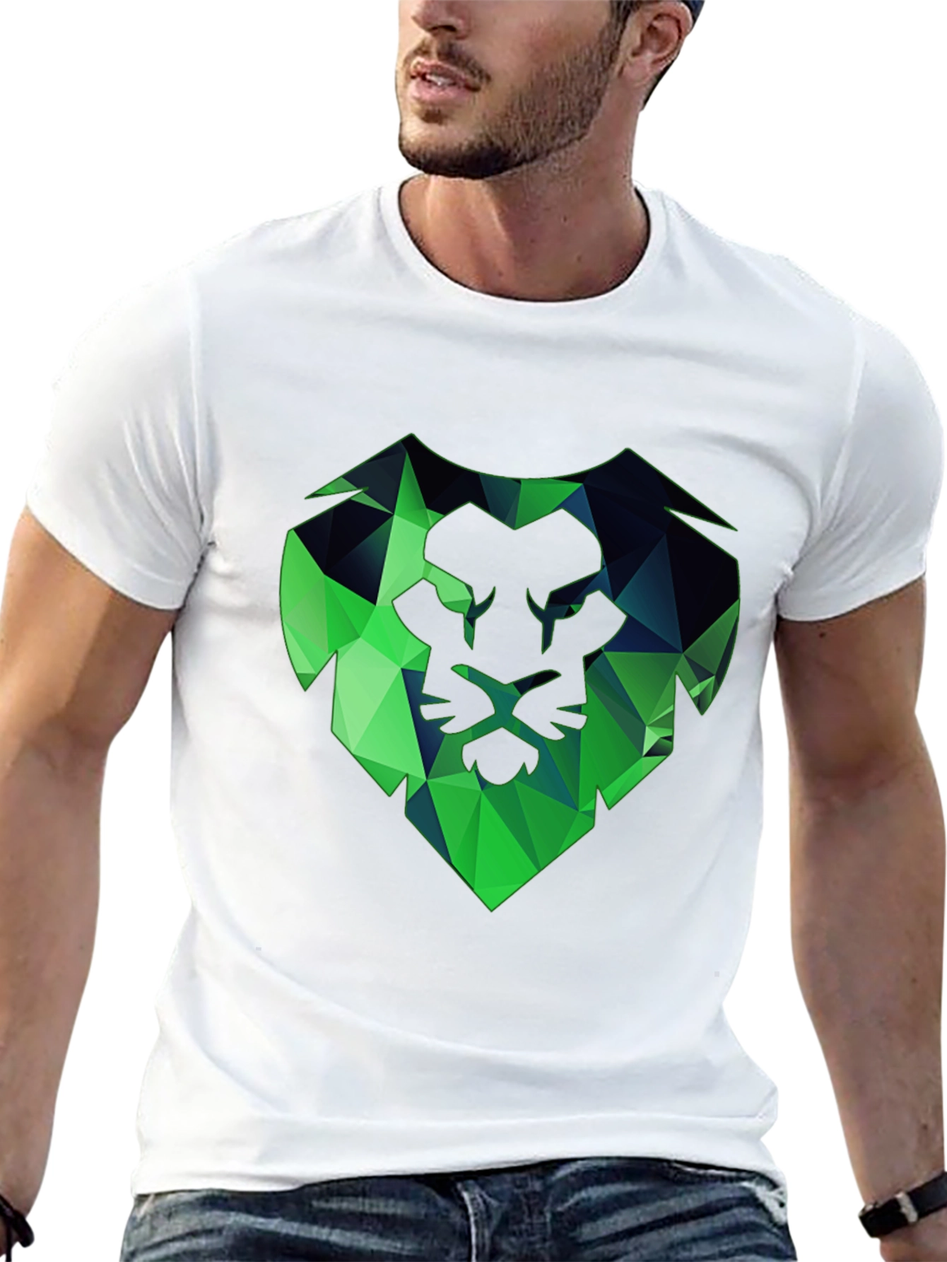 Geometric Lion Head Tee - Modern Graphic Print