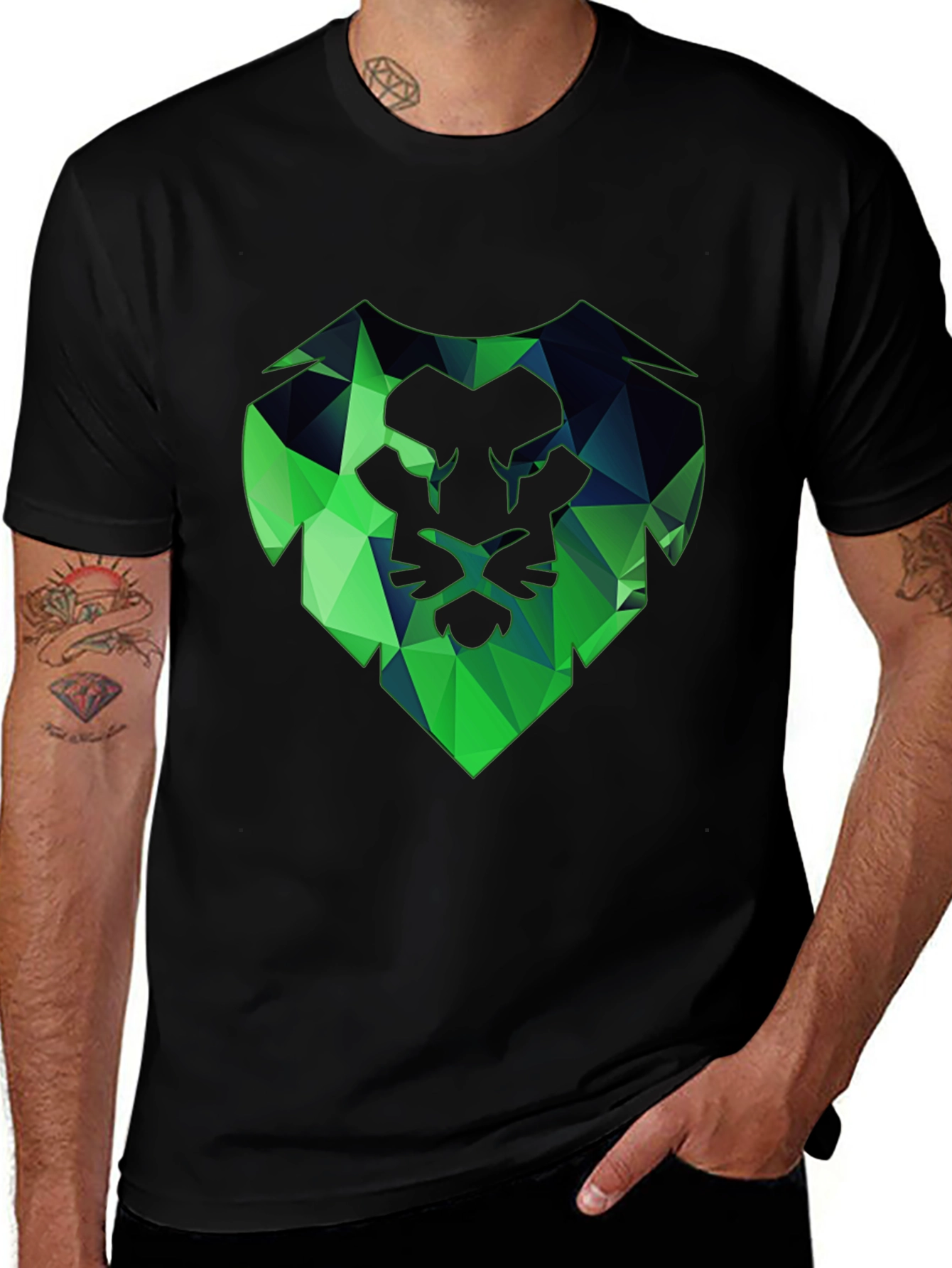 Geometric Lion Head Tee - Modern Graphic Print