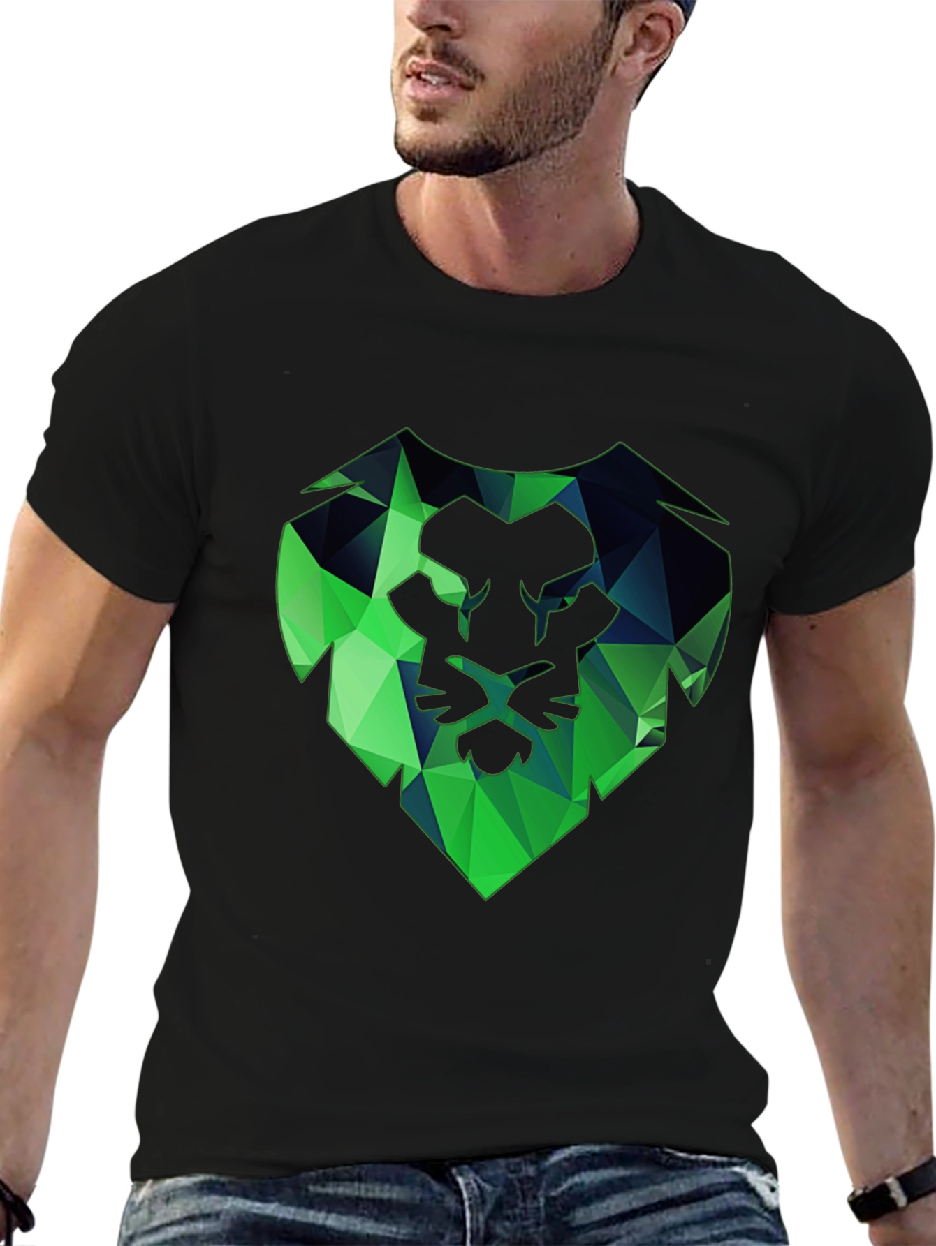 Geometric Lion Head Tee - Modern Graphic Print