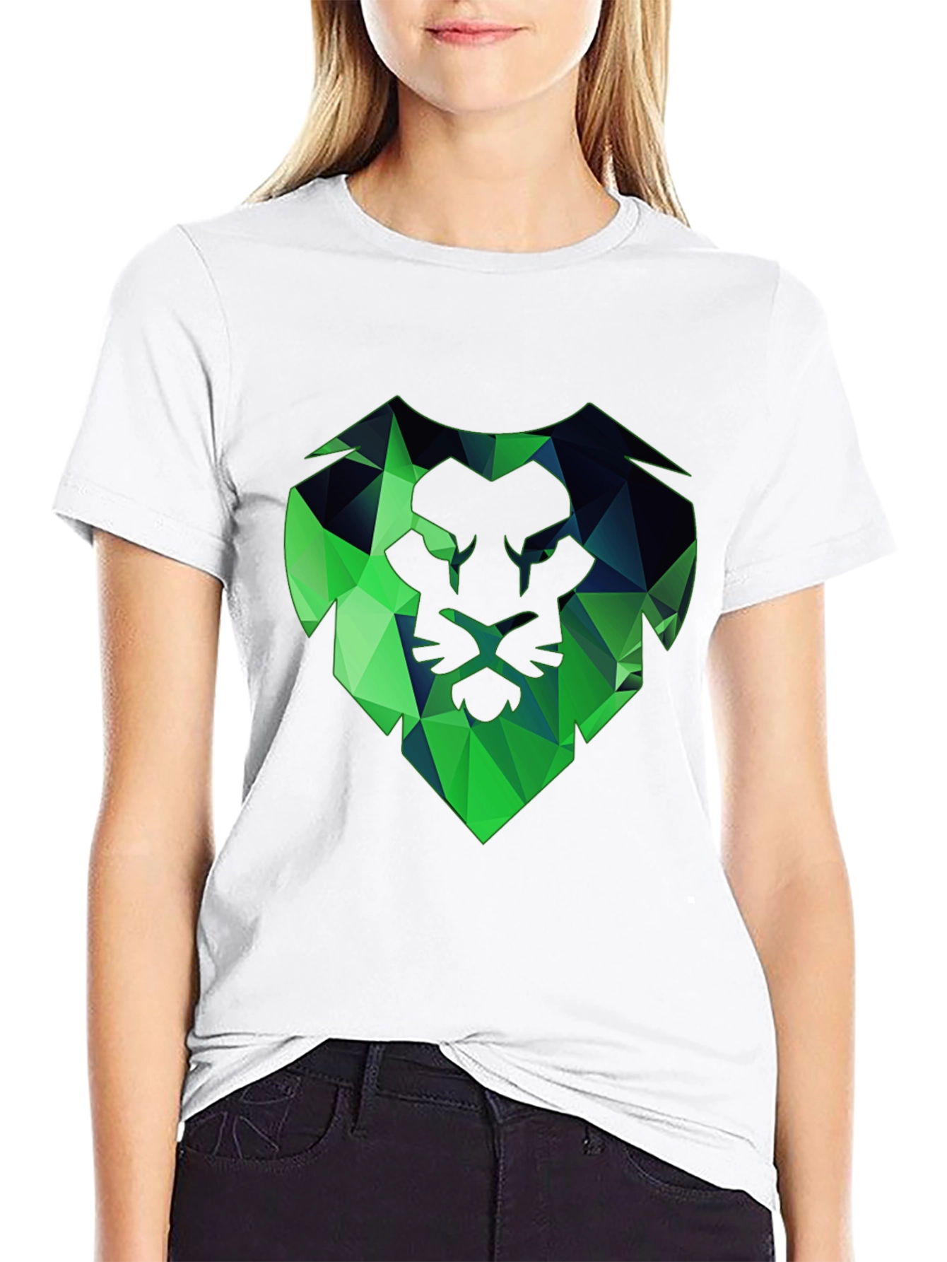 Geometric Lion Head Tee - Modern Graphic Print