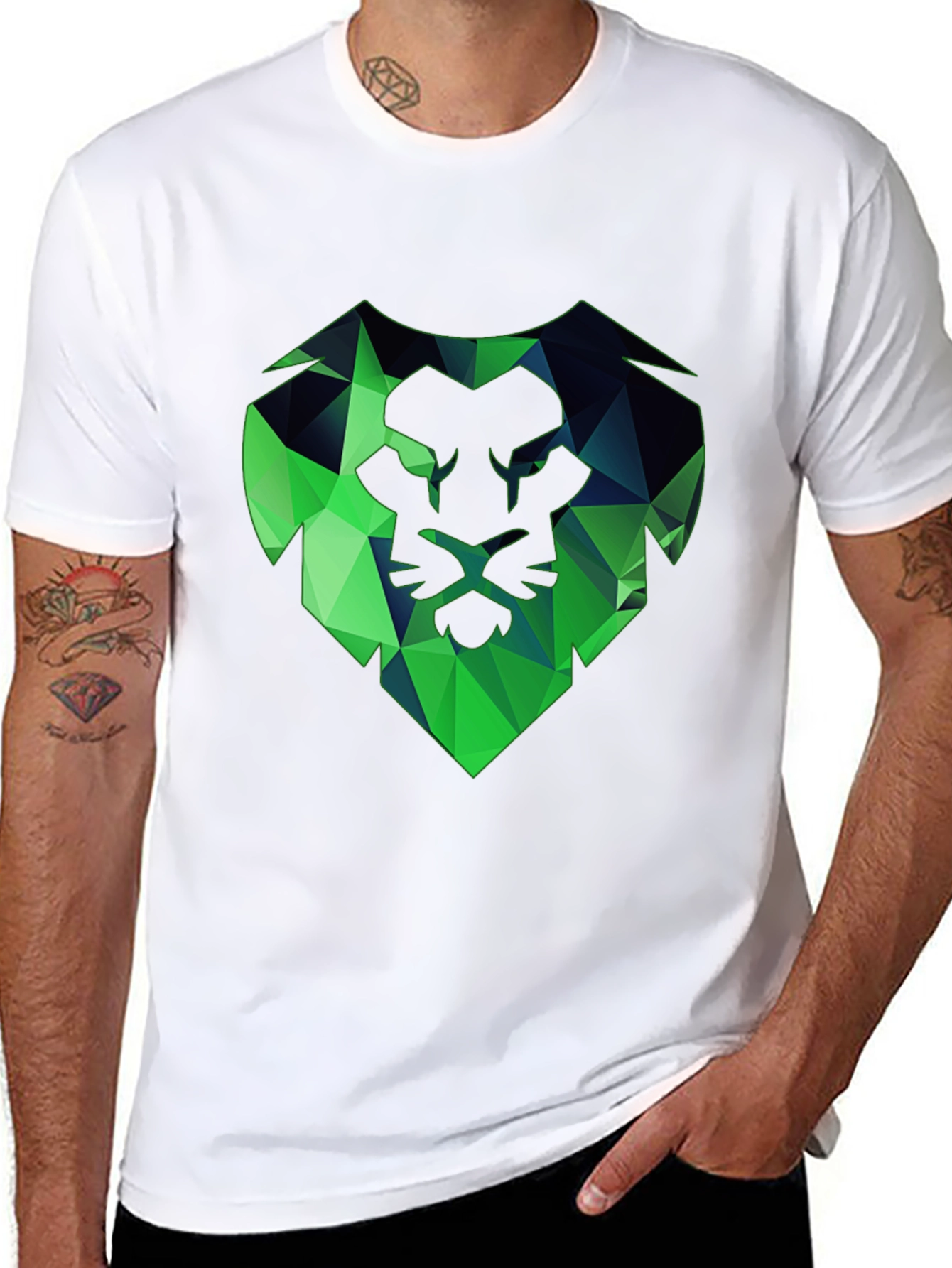 Geometric Lion Head Tee - Modern Graphic Print