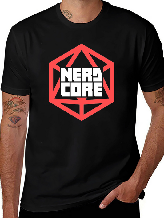 Nerdcore Graphic Tee - Black Geek D20 Design T-Shirt