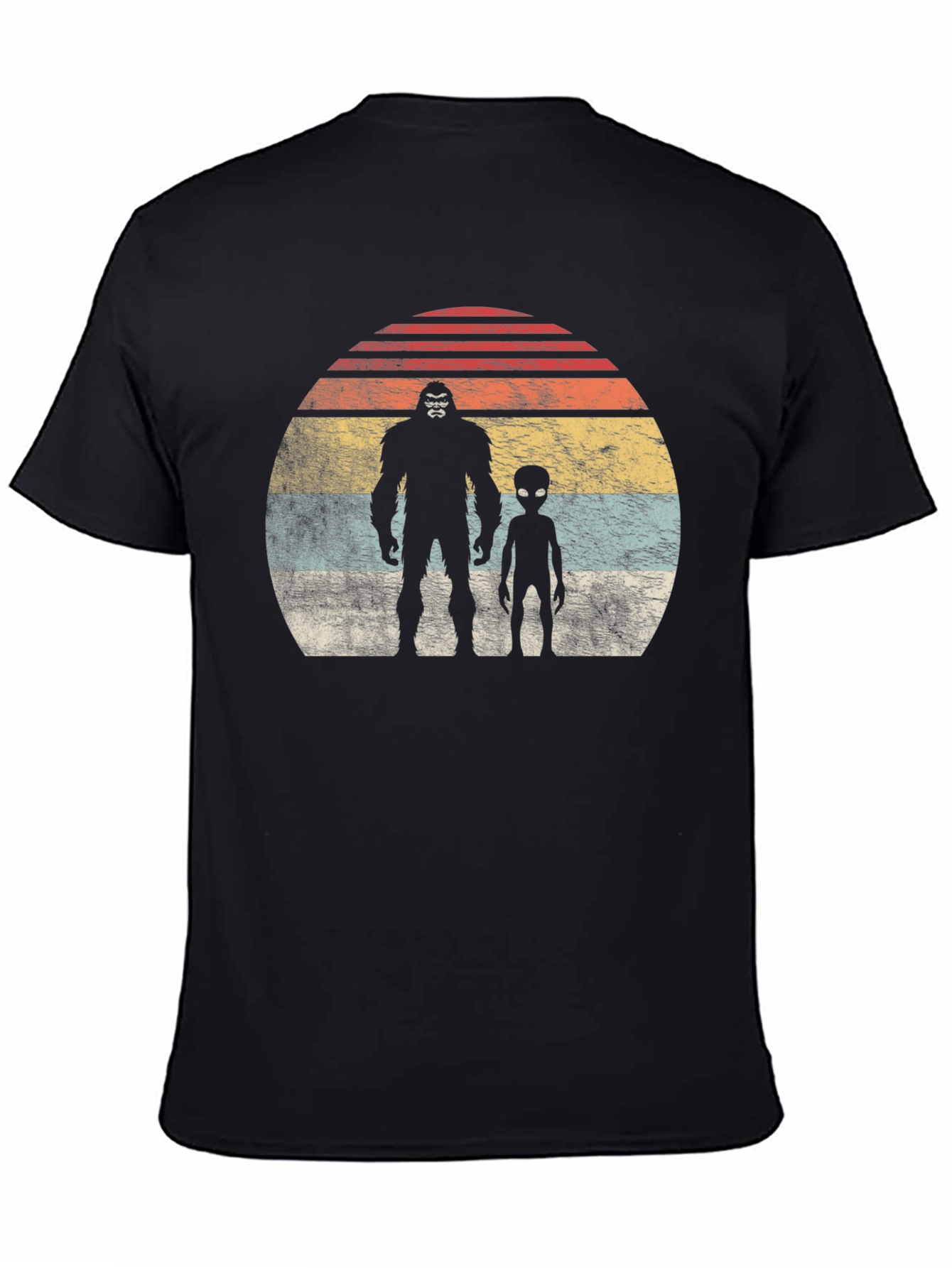 Bigfoot Alien Retro Sunset T-Shirt