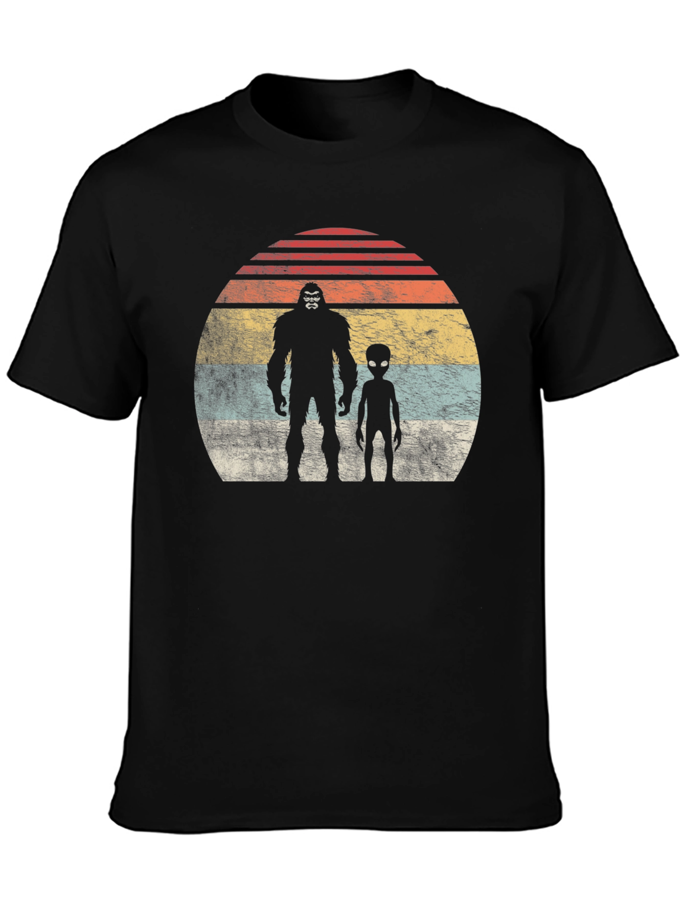 Bigfoot Alien Retro Sunset T-Shirt