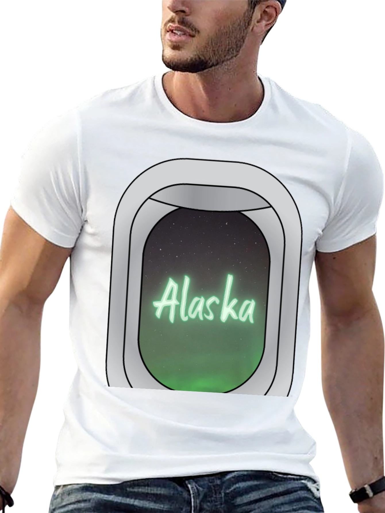 Alaska Airplane Window Graphic T-Shirt
