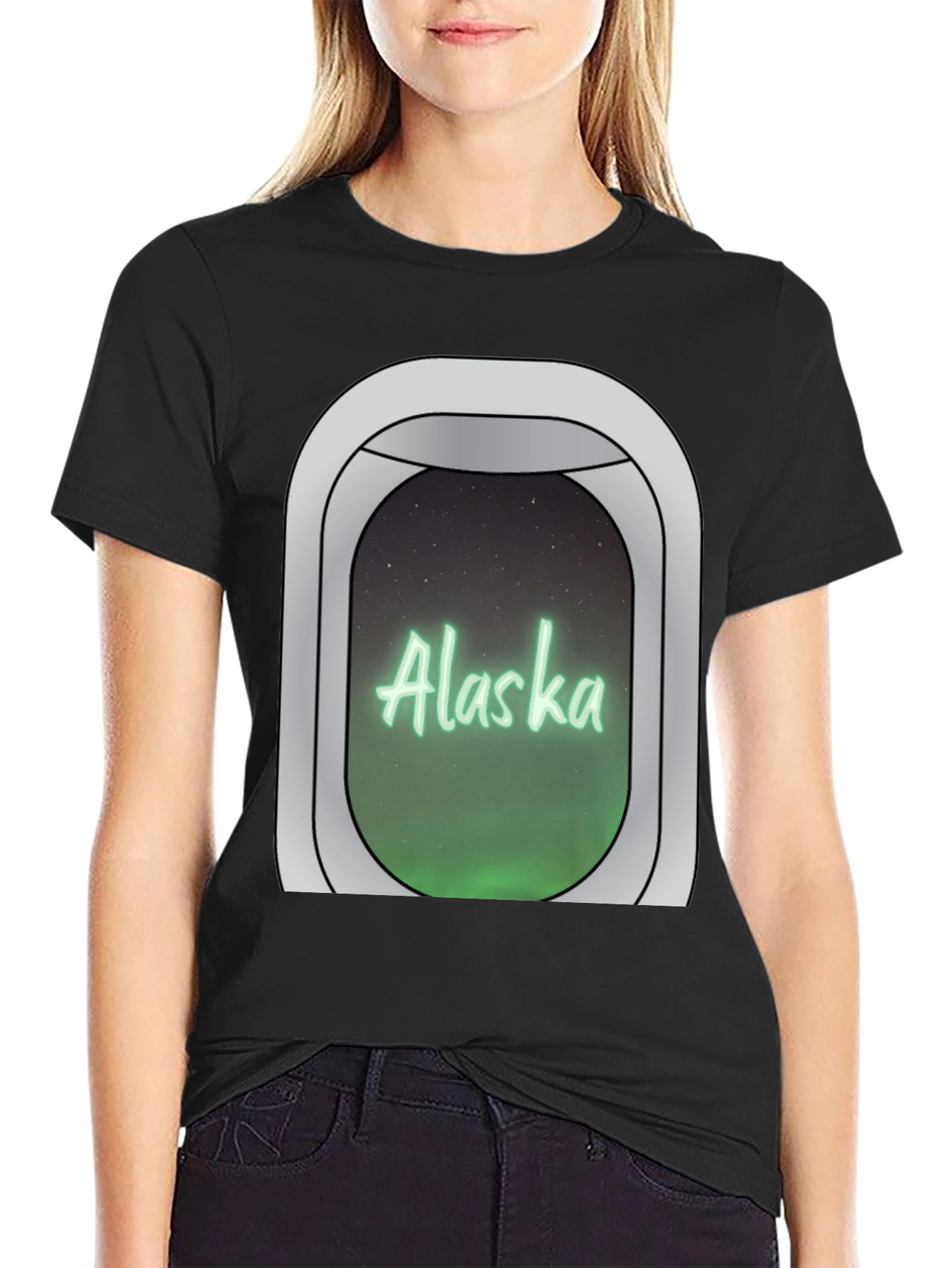 Alaska Airplane Window Graphic T-Shirt