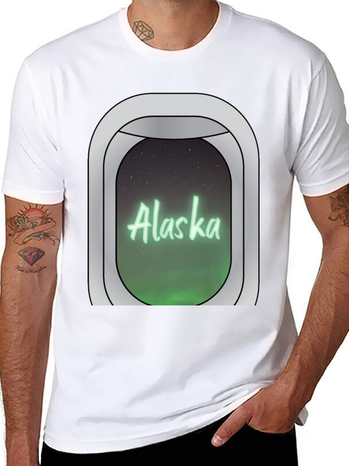 Alaska Airplane Window Graphic T-Shirt
