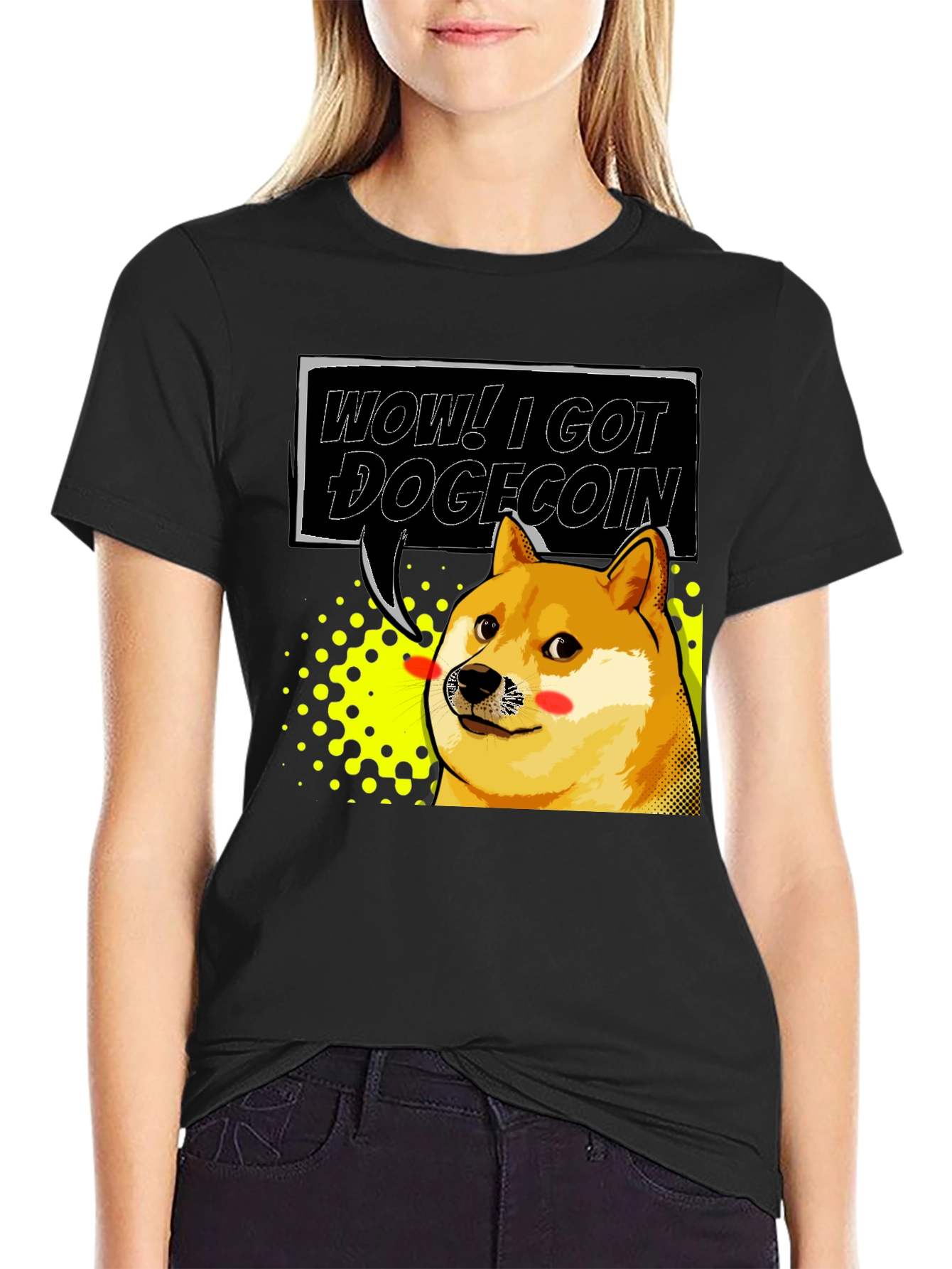 Wow! I Got Dogecoin Black T-Shirt