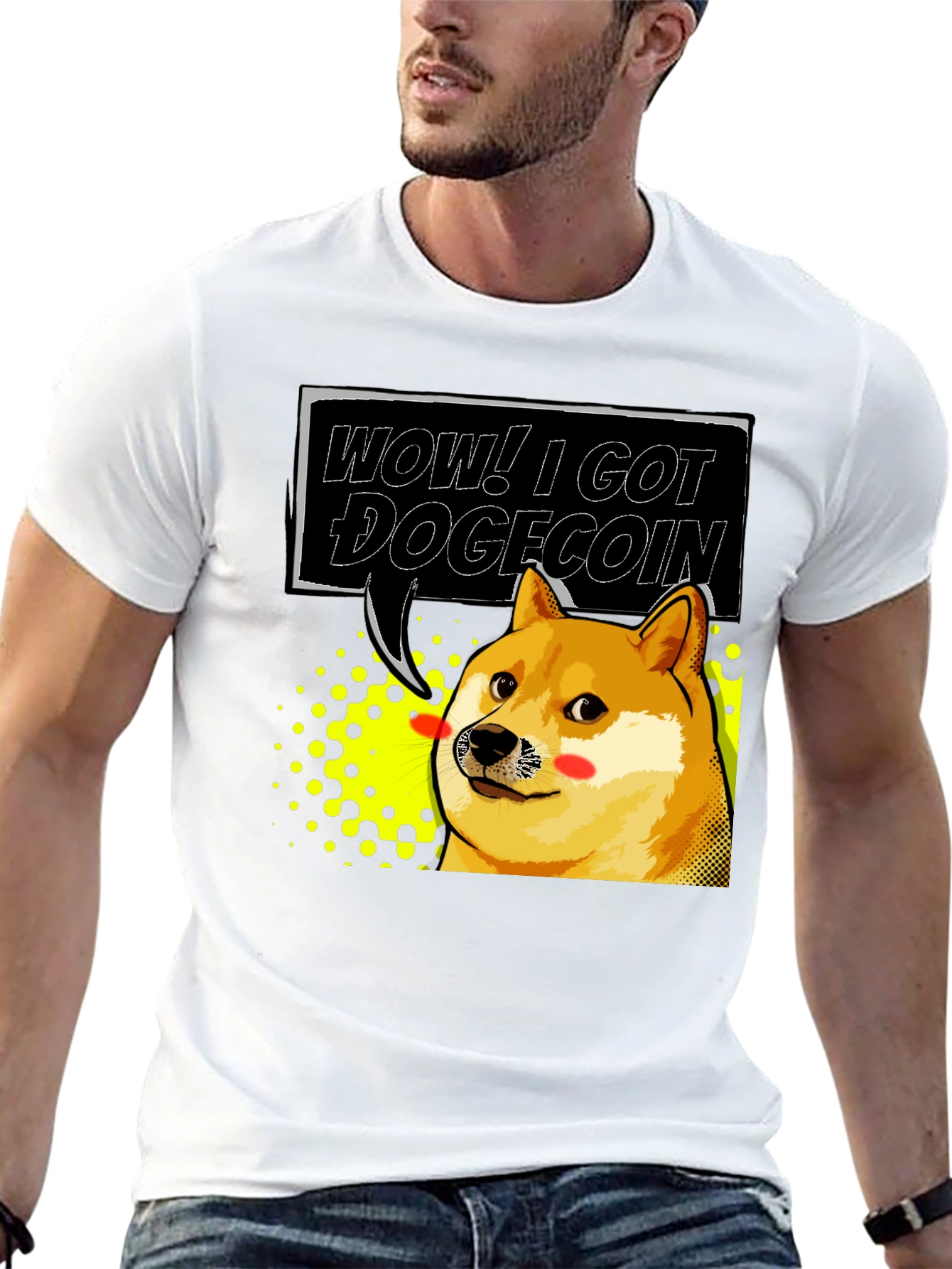 Wow! I Got Dogecoin Black T-Shirt