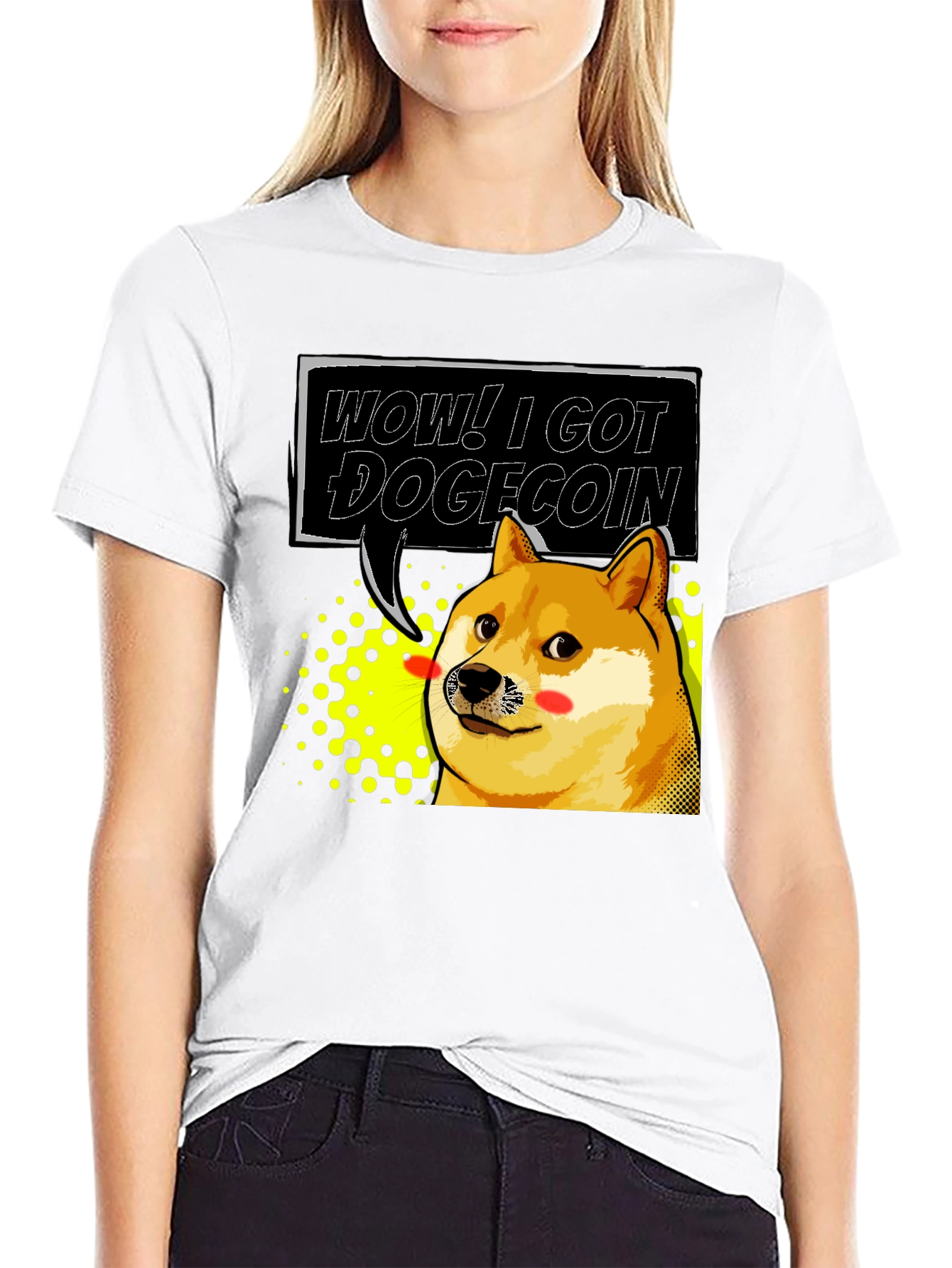 Wow! I Got Dogecoin Black T-Shirt