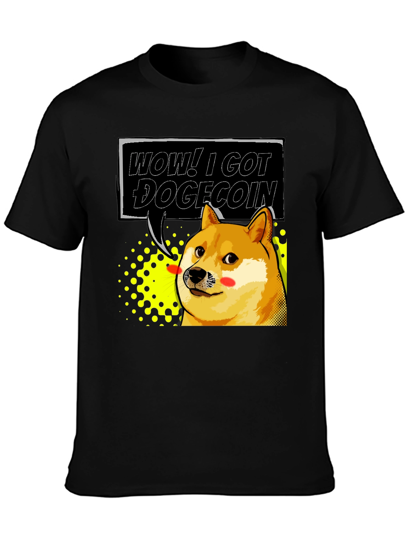 Wow! I Got Dogecoin Black T-Shirt