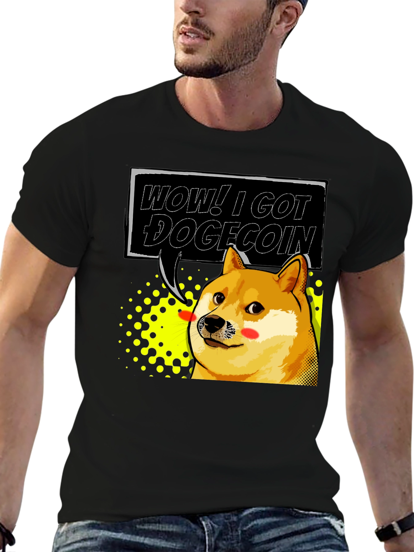 Wow! I Got Dogecoin Black T-Shirt