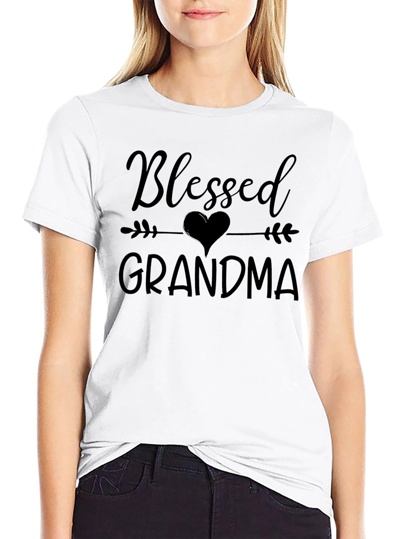 Blessed Grandma Black Graphic T-Shirt