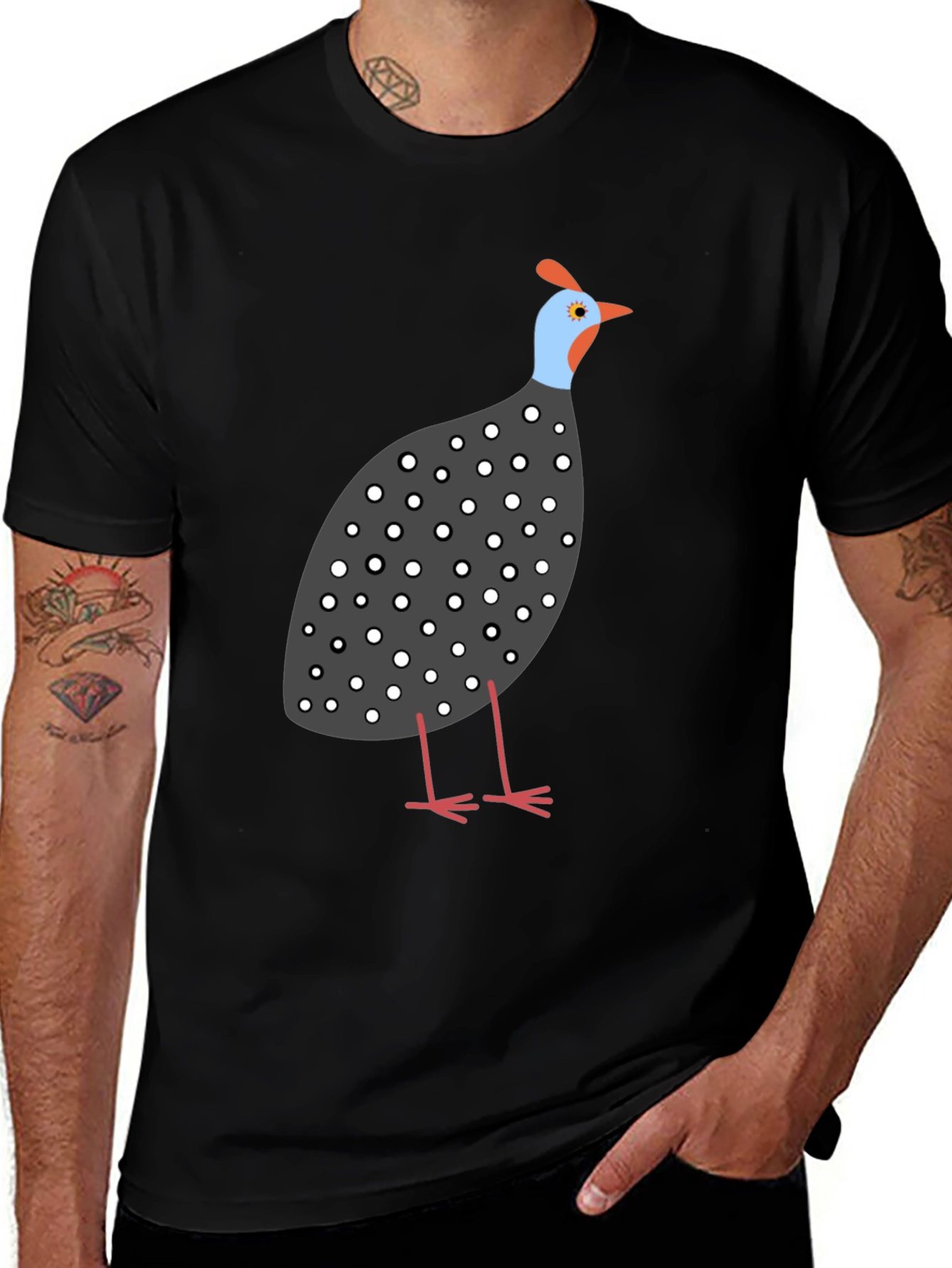 Guinea Fowl Graphic Tee - Unisex Black T-Shirt
