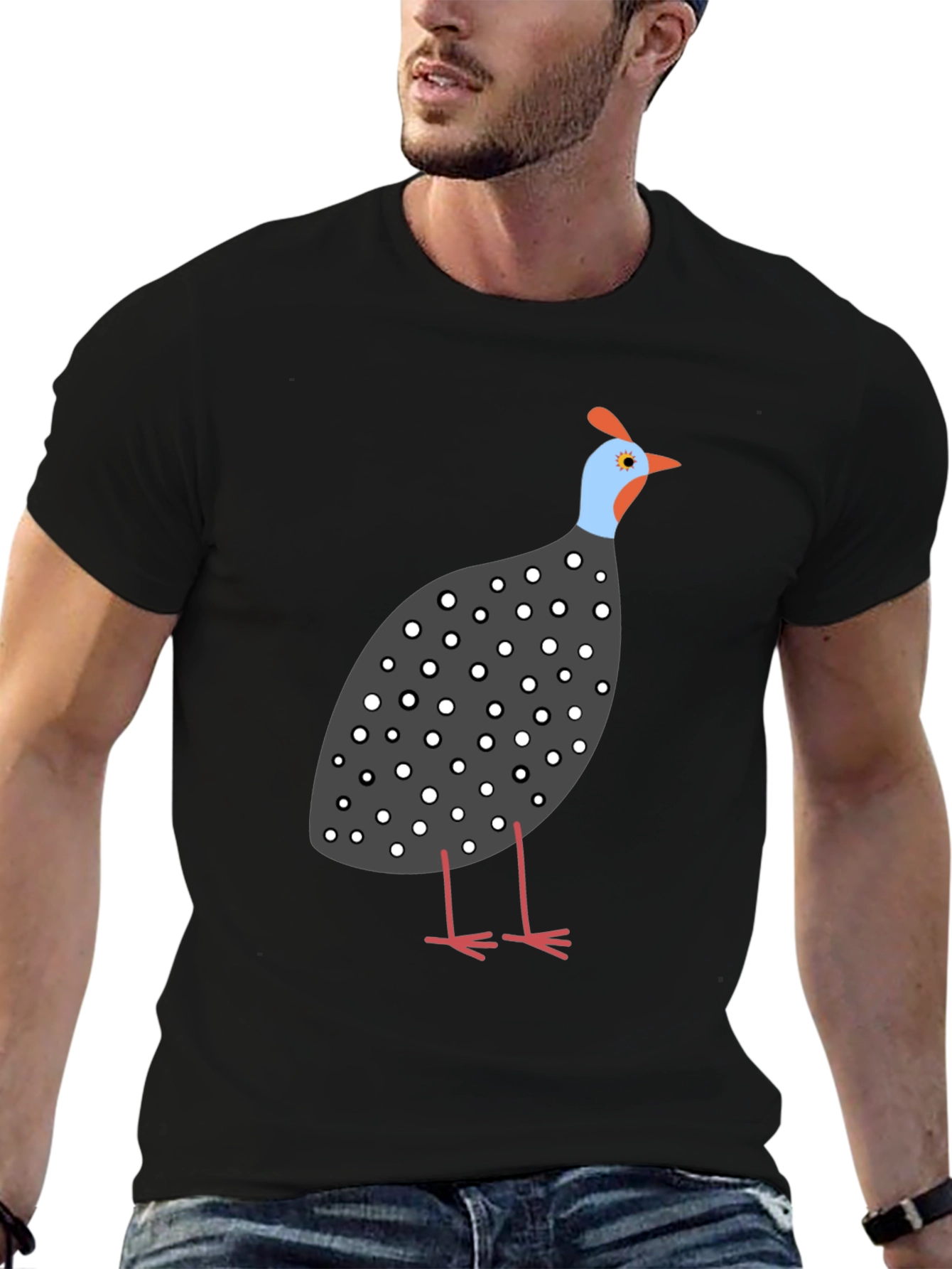 Guinea Fowl Graphic Tee - Unisex Black T-Shirt