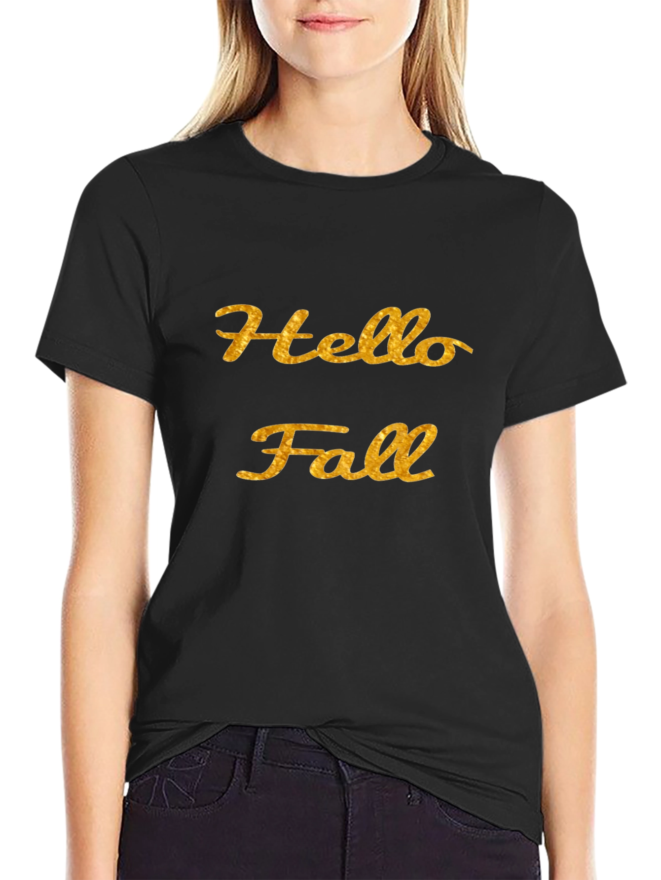 Hello Fall Graphic Tee - Black Casual T-Shirt