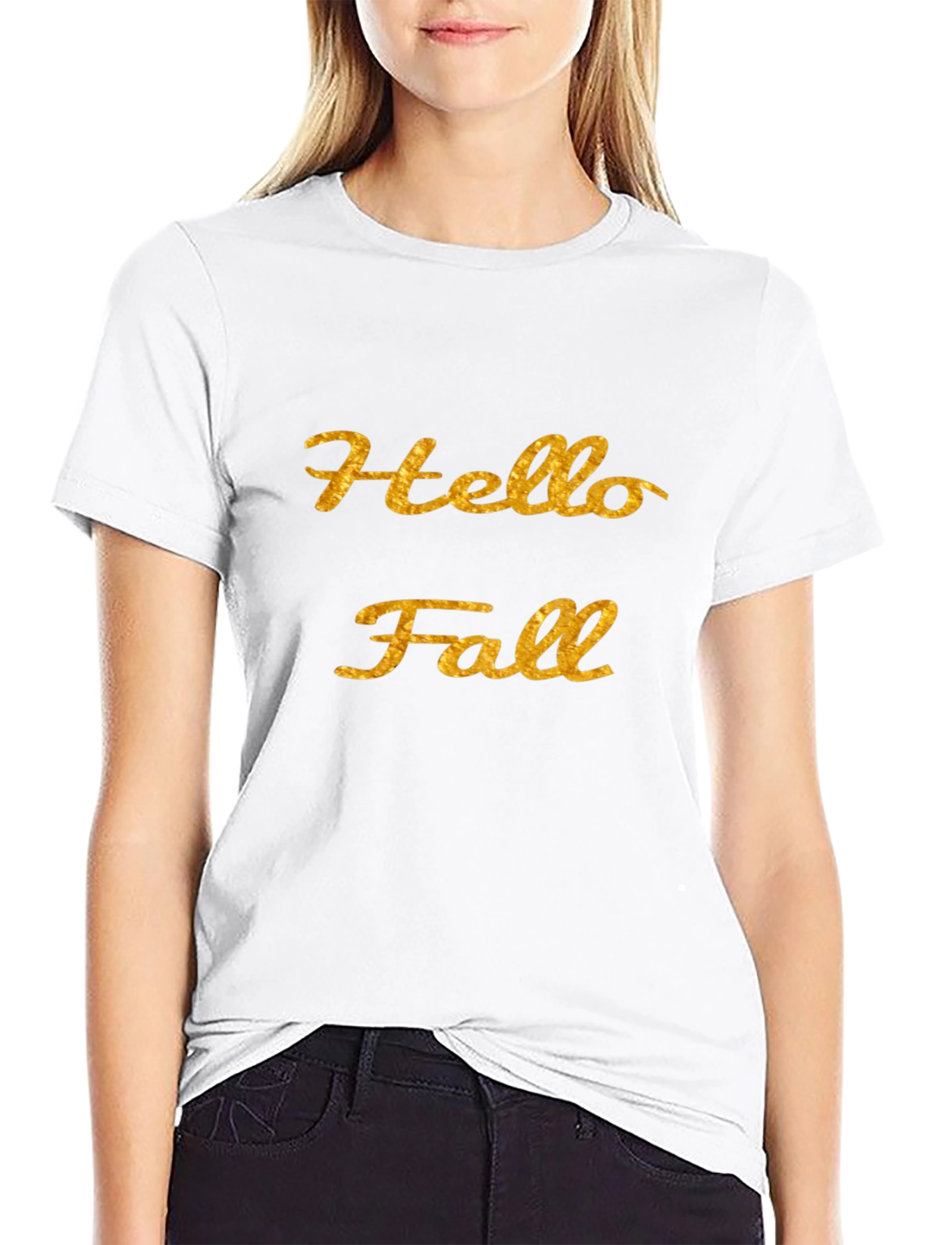 Hello Fall Graphic Tee - Black Casual T-Shirt